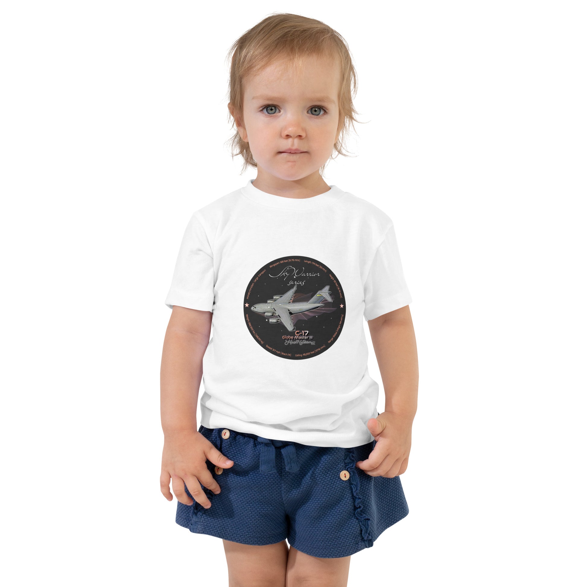 White - C17 Globe Master III Toddler Short Sleeve Tee