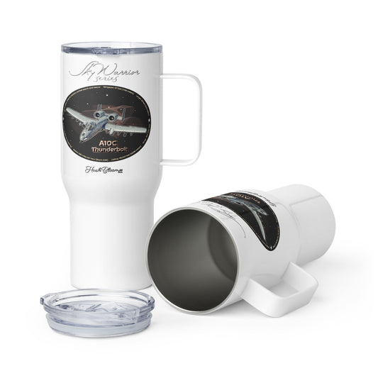 White - A10C Thunderbolt Travel mug with a handle