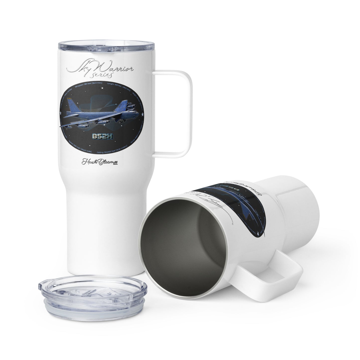 White - B52H Stratofortress Travel mug with a handle