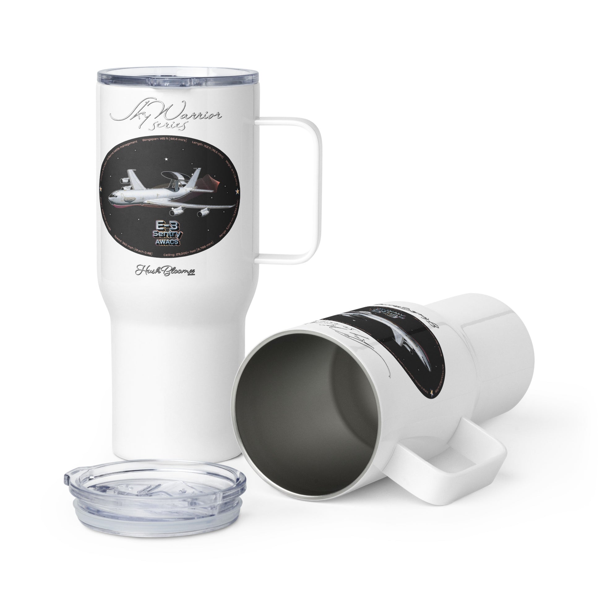 White - E3 Sentry Travel mug with a handle