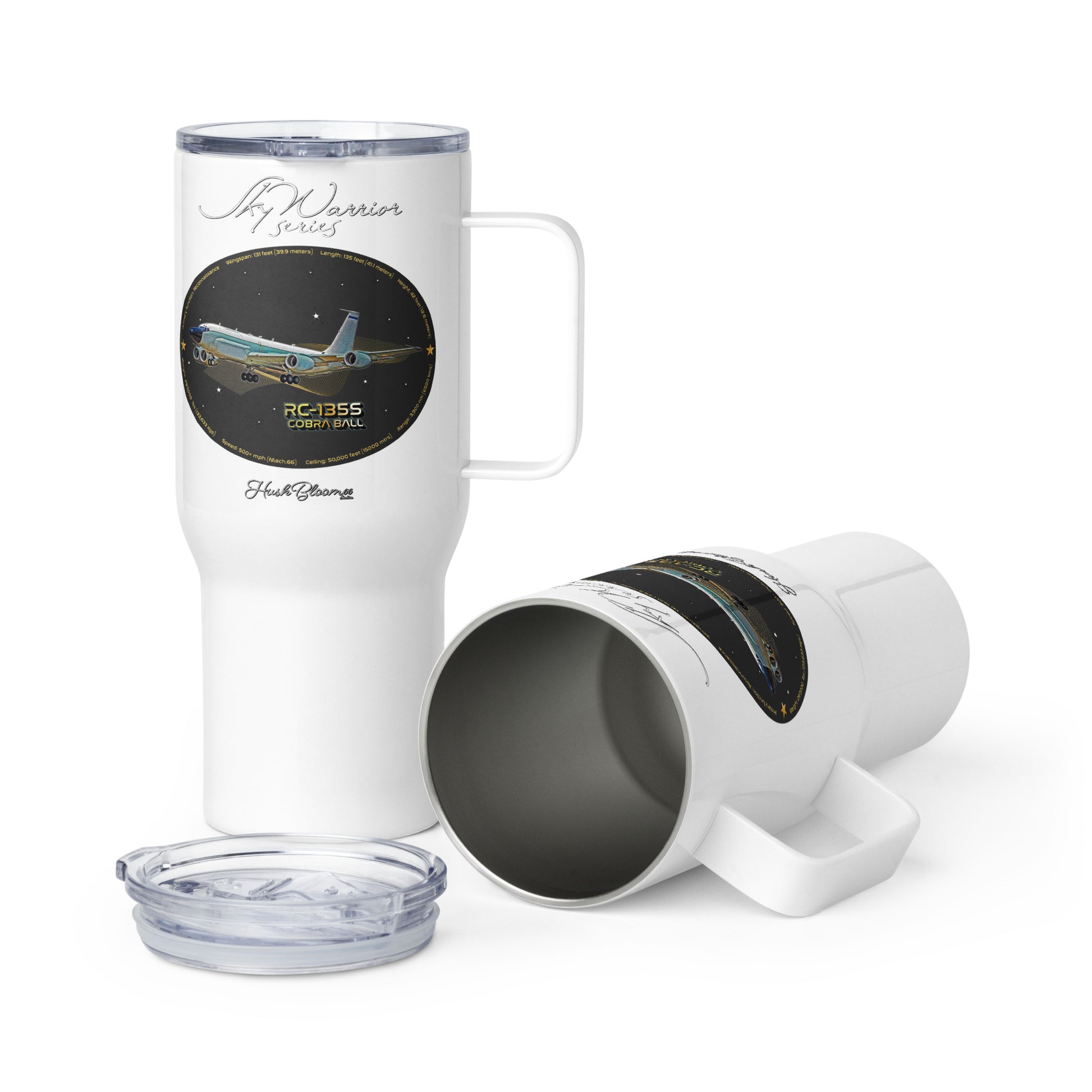 White - RC135S Cobraball Travel mug with a handle
