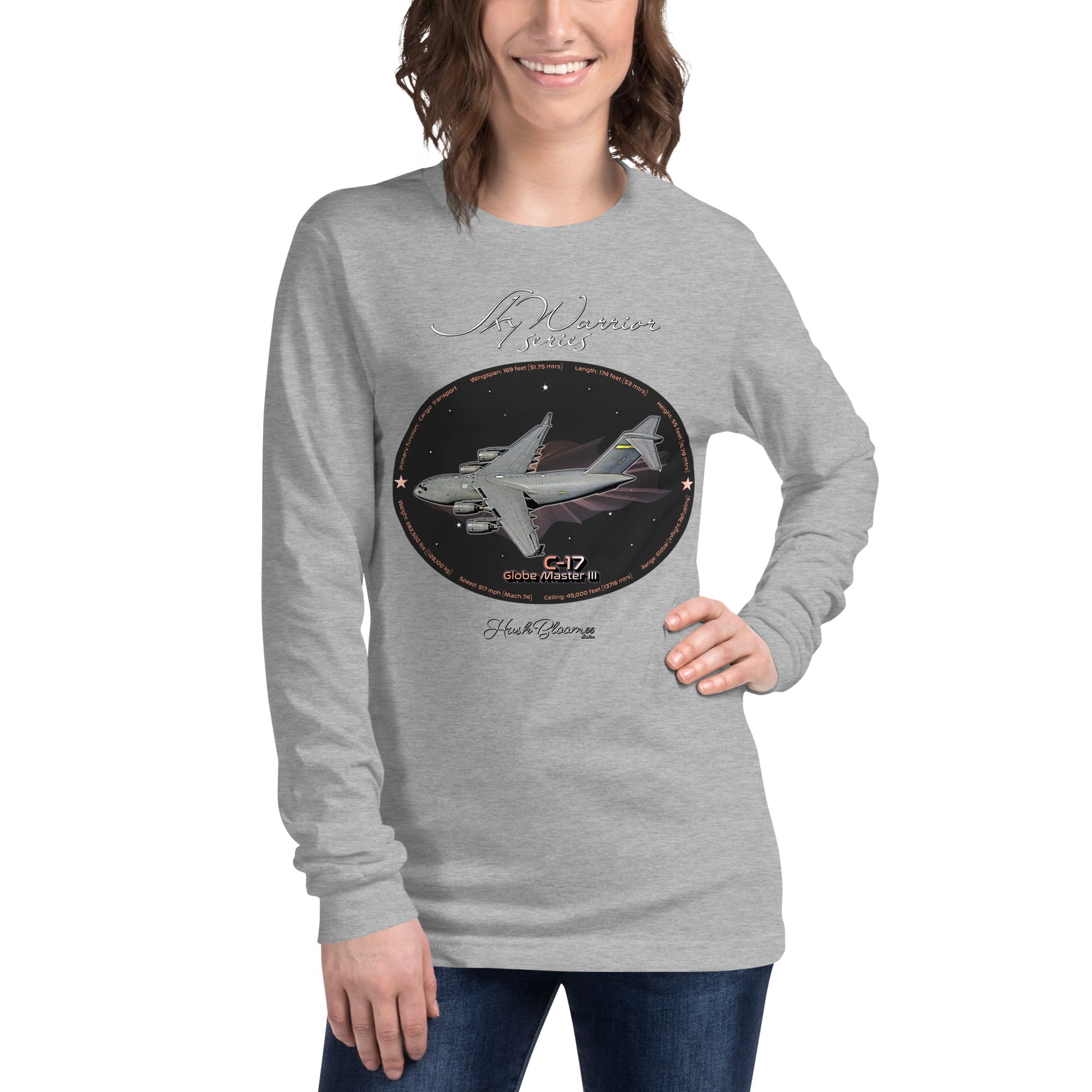 Athletic Heather - C17 Globe Master III Women’s Long Sleeve Tee