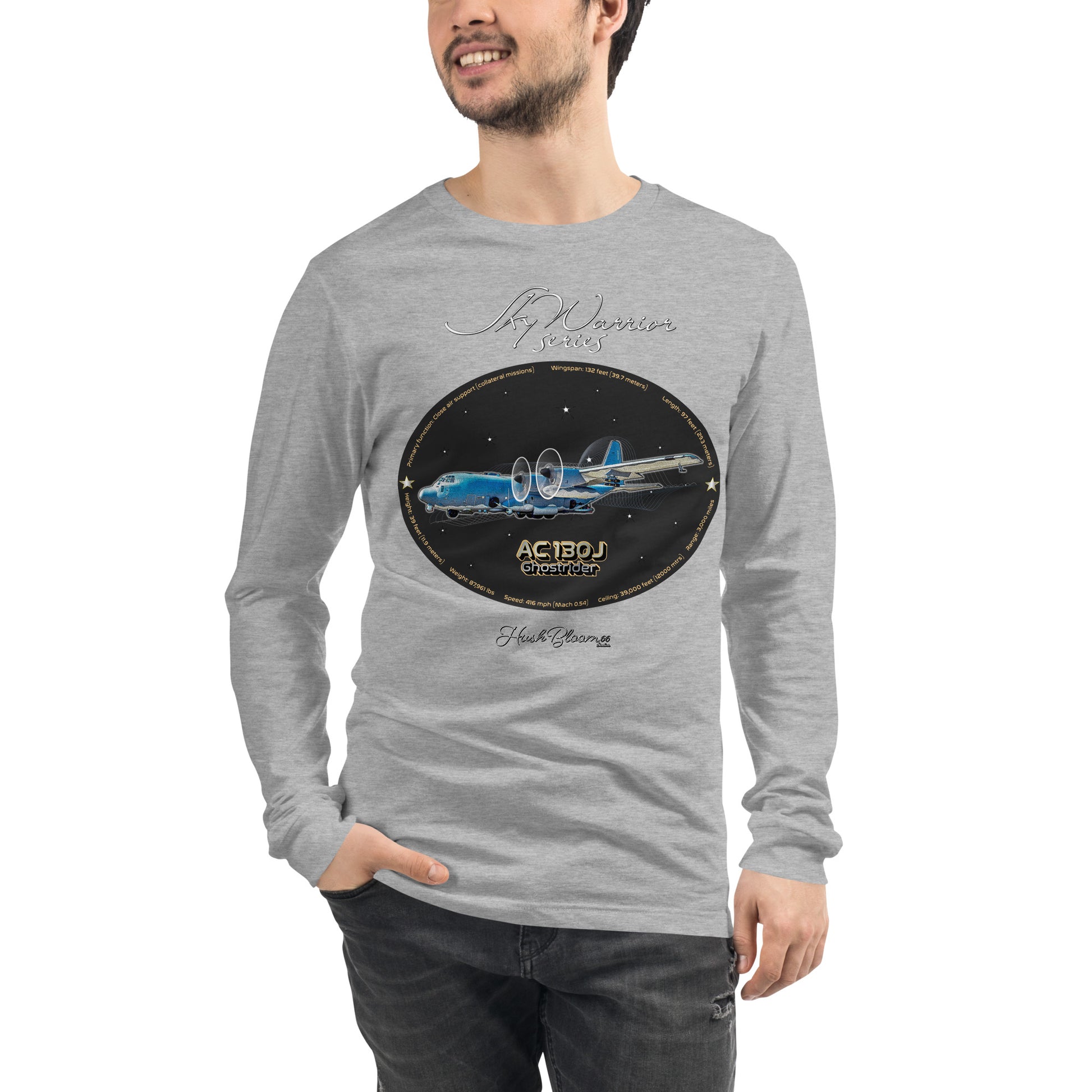 Athletic Heather - AC130J Ghostrider Men’s Long Sleeve Tee