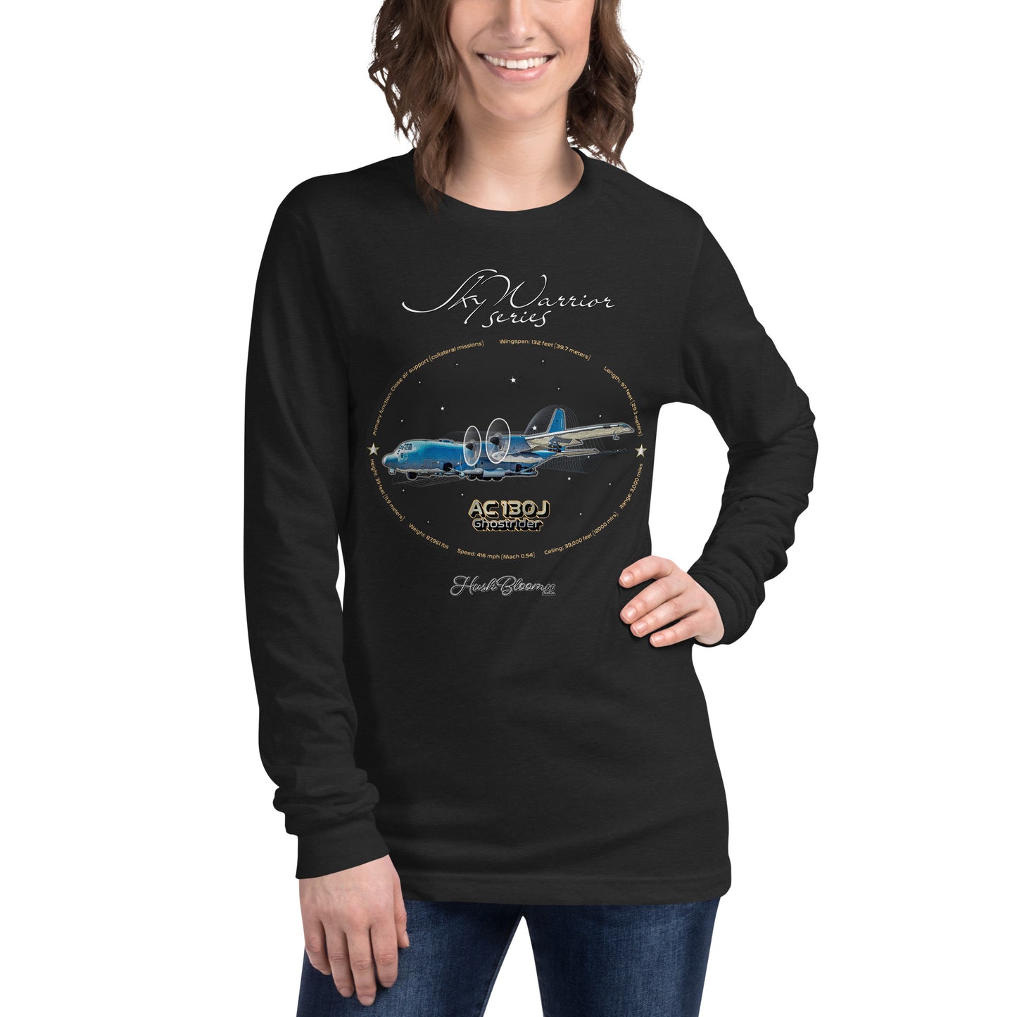 Black Heather - AC130J Ghostrider Women’s Long Sleeve Tee