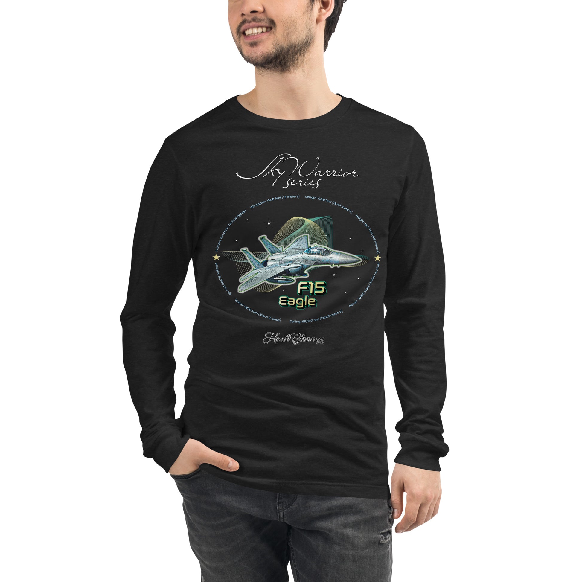 Black Heather - F15 Eagle Men’s Long Sleeve Tee