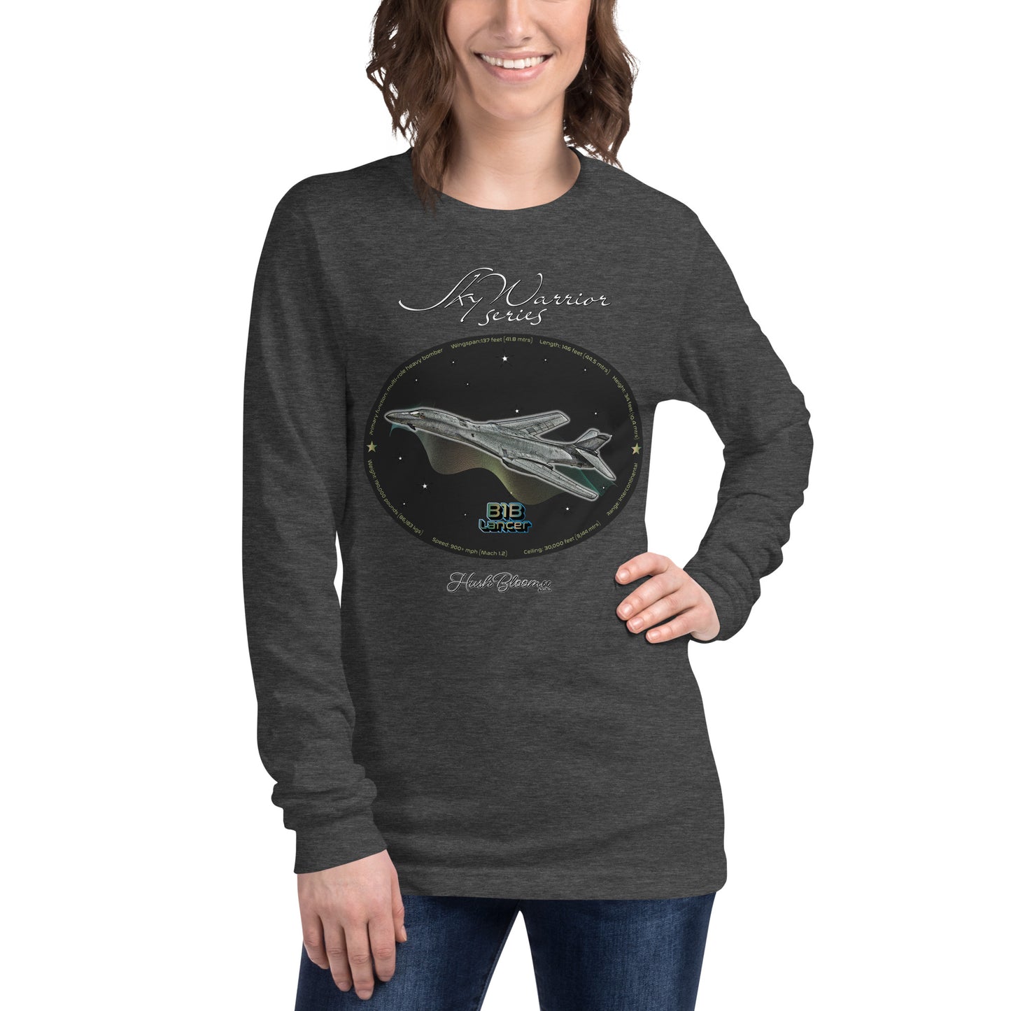Dark Grey Heather - B1B Lancer Women’s Long Sleeve Tee