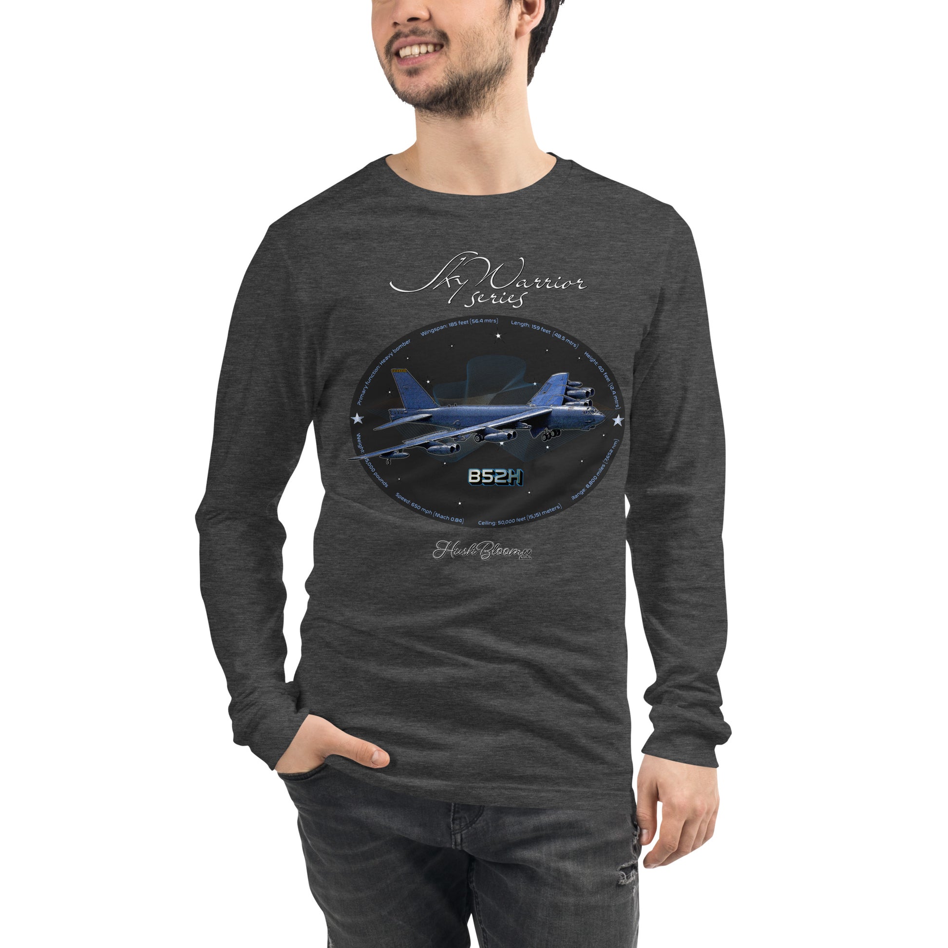 Dark Grey Heather - B52H Stratofortress Men’s Long Sleeve Tee