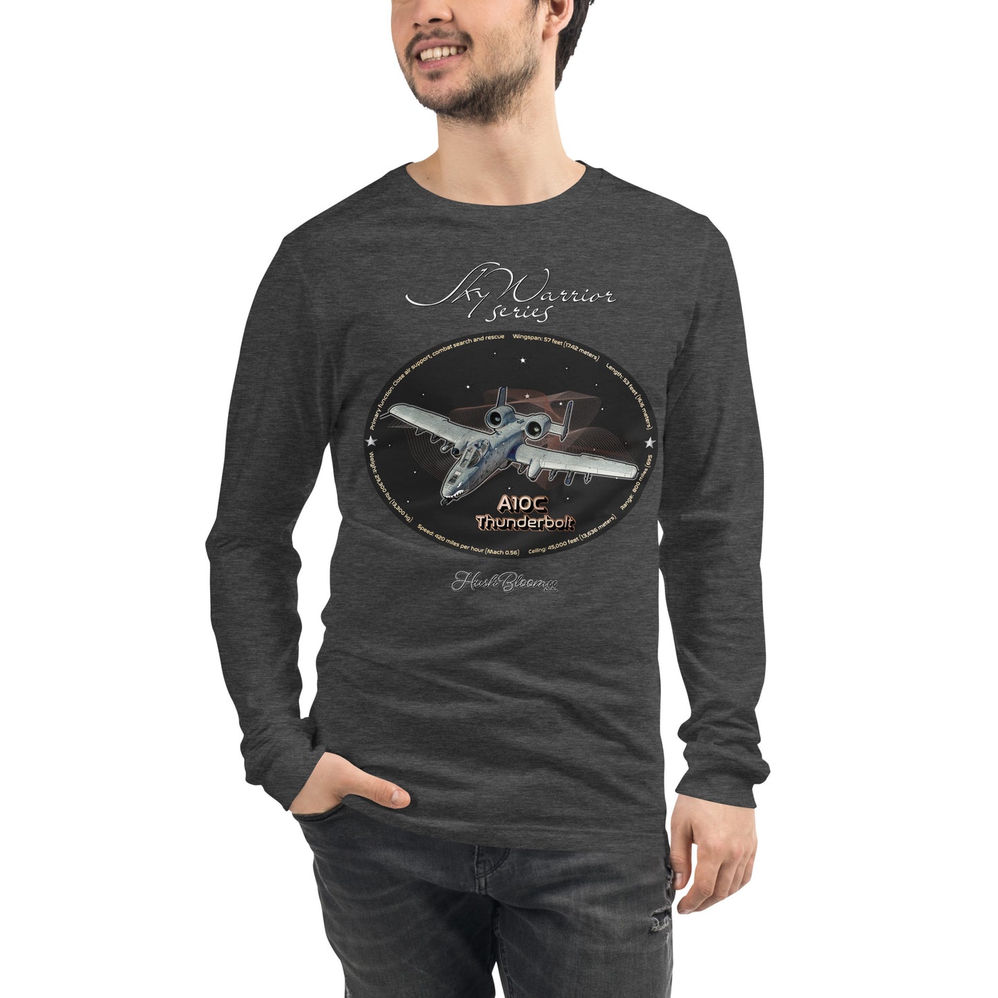 Dark Grey Heather - A10C Thunderbolt Men’s Long Sleeve Tee