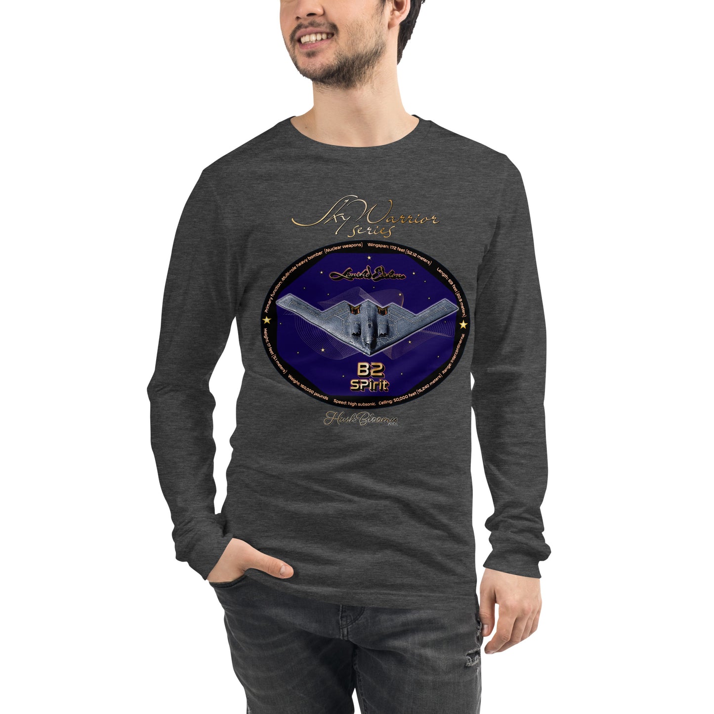 Dark Grey Heather - B2 Spirit (Limited Edition) Men’s Long Sleeve Tee