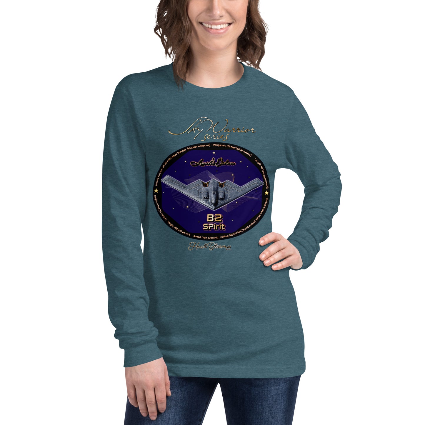 Heather Deep Teal - B2 Spirit (Limited Edition) Women’s Long Sleeve Tee