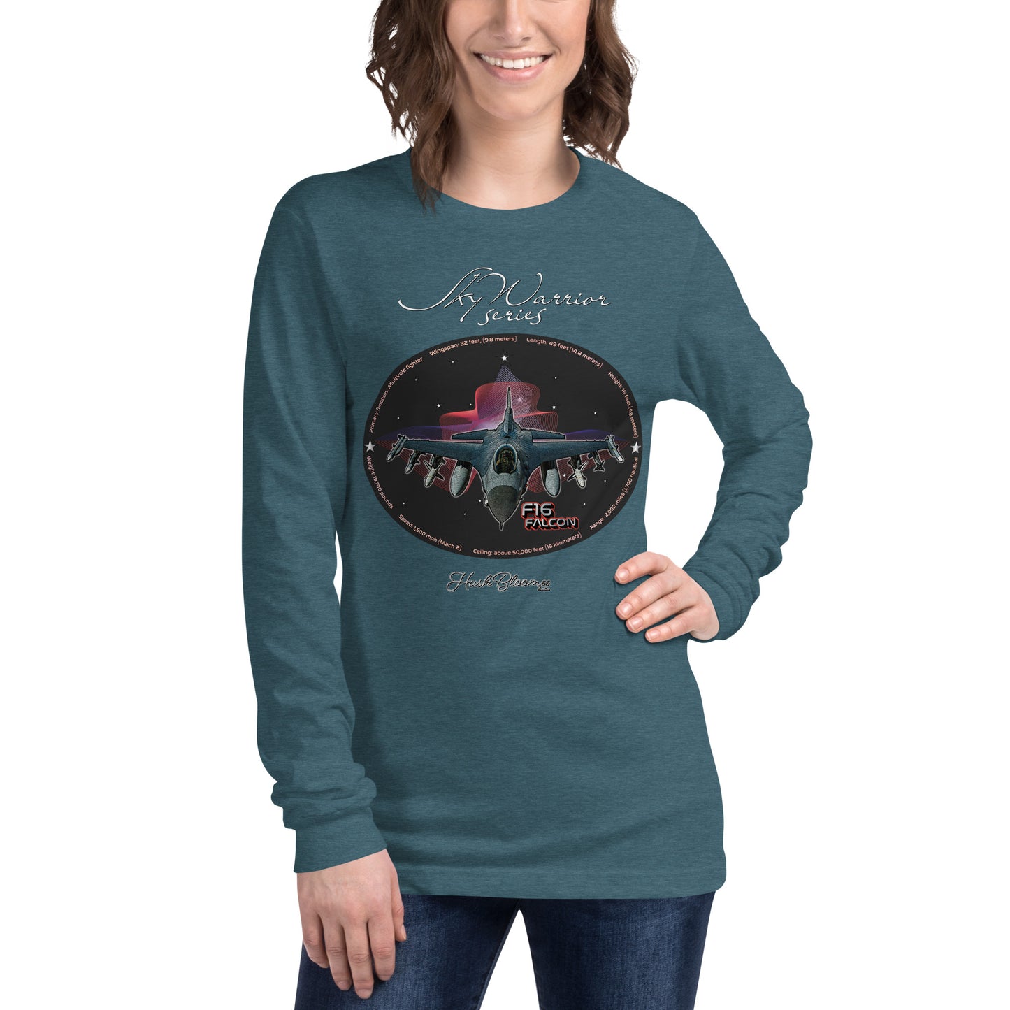 Heather Deep Teal - F16 Falcon Women’s Long Sleeve Tee