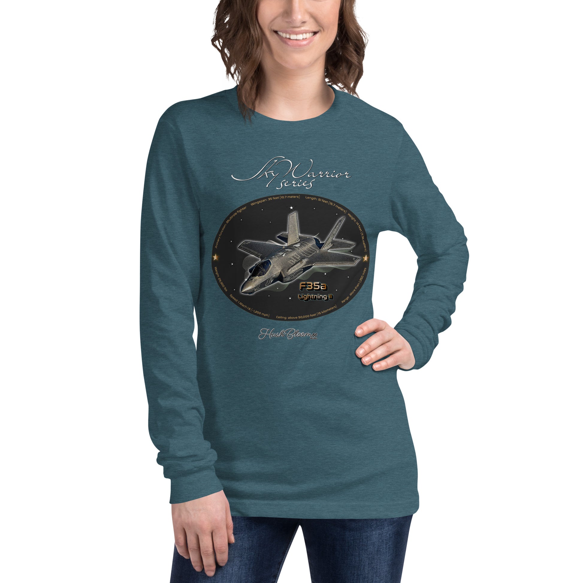 Heather Deep Teal - F35A Lightning Women’s Long Sleeve Tee