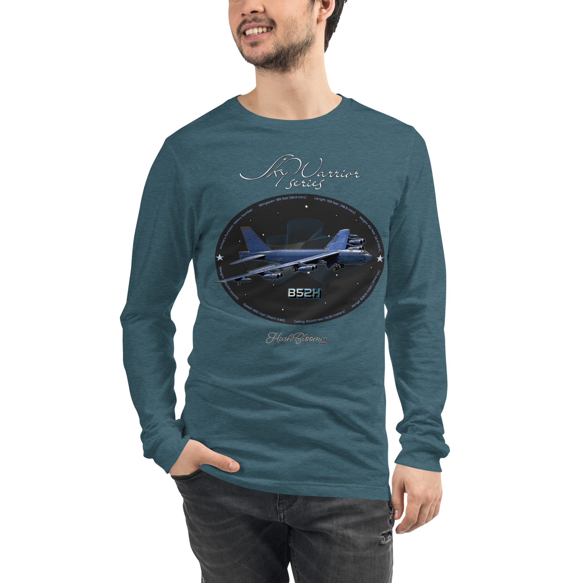 Heather Deep Teal - B52H Stratofortress Men’s Long Sleeve Tee