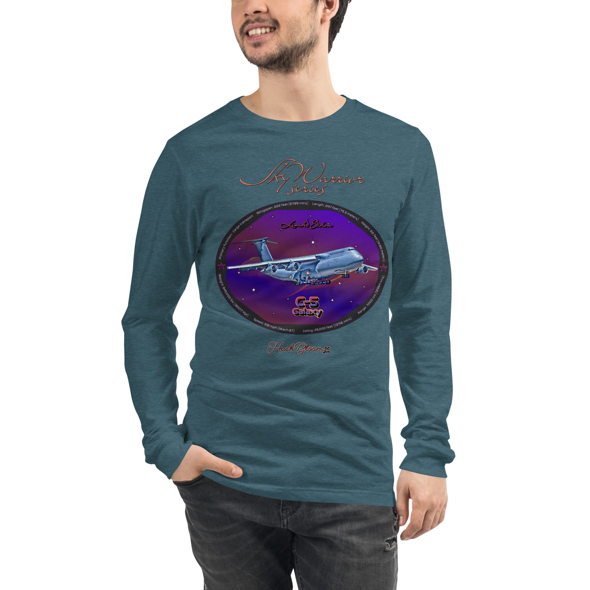 Heather Deep Teal - C5 Galaxy (Limited Edition) Men’s Long Sleeve Tee