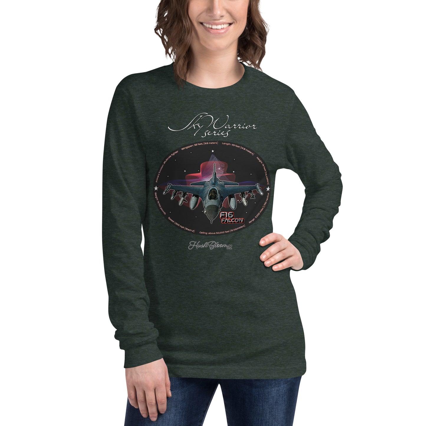 Heather Forest - F16 Falcon Women’s Long Sleeve Tee