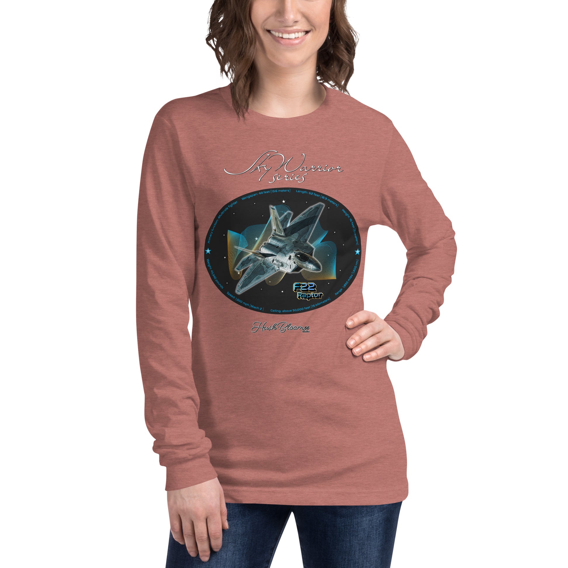 Heather Mauve - F22 Raptor Women’s Long Sleeve Tee
