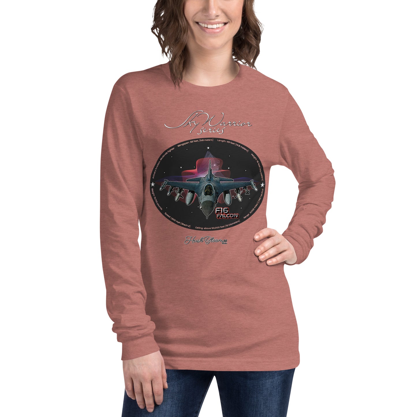 Heather Mauve - F16 Falcon Women’s Long Sleeve Tee