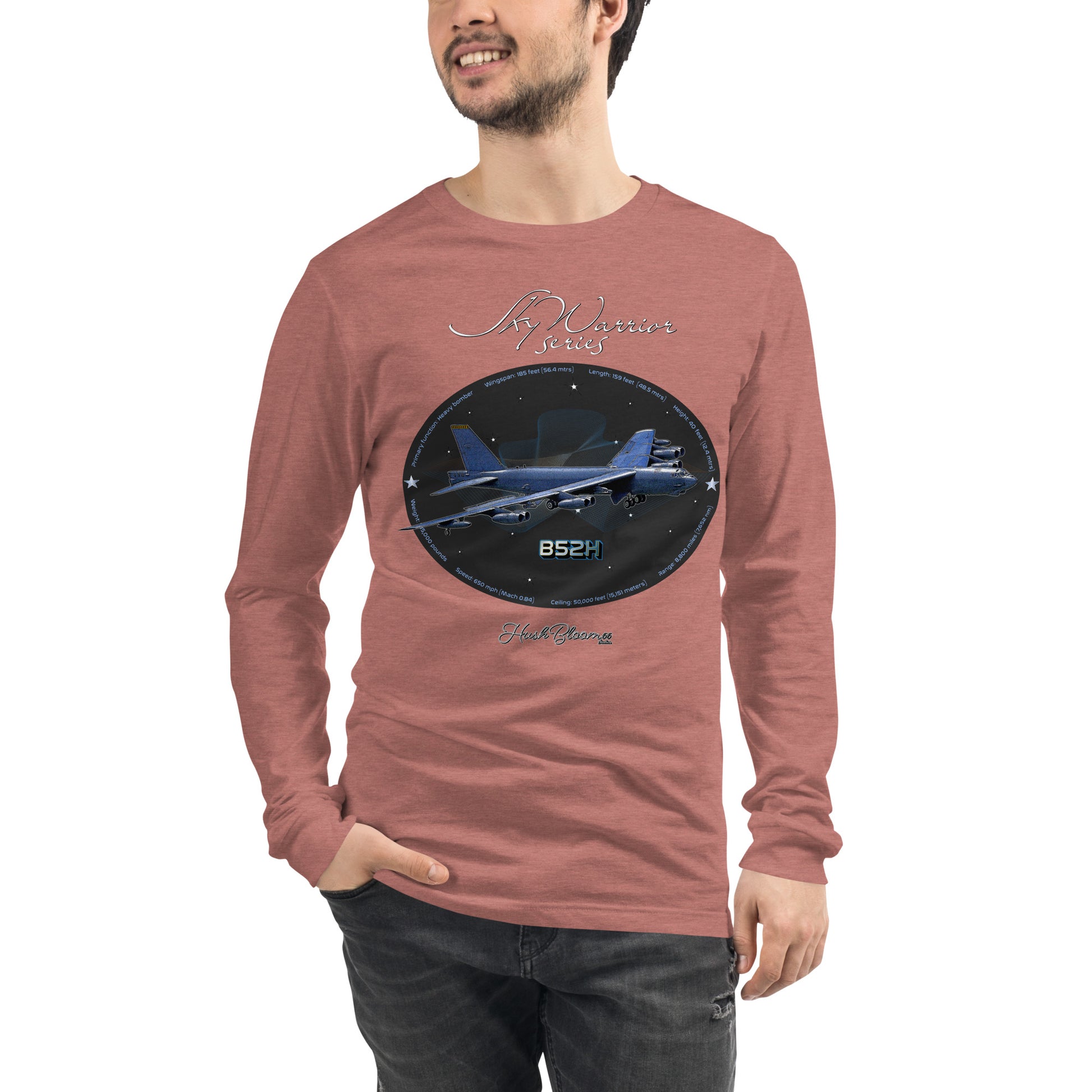 Heather Mauve - B52H Stratofortress Men’s Long Sleeve Tee