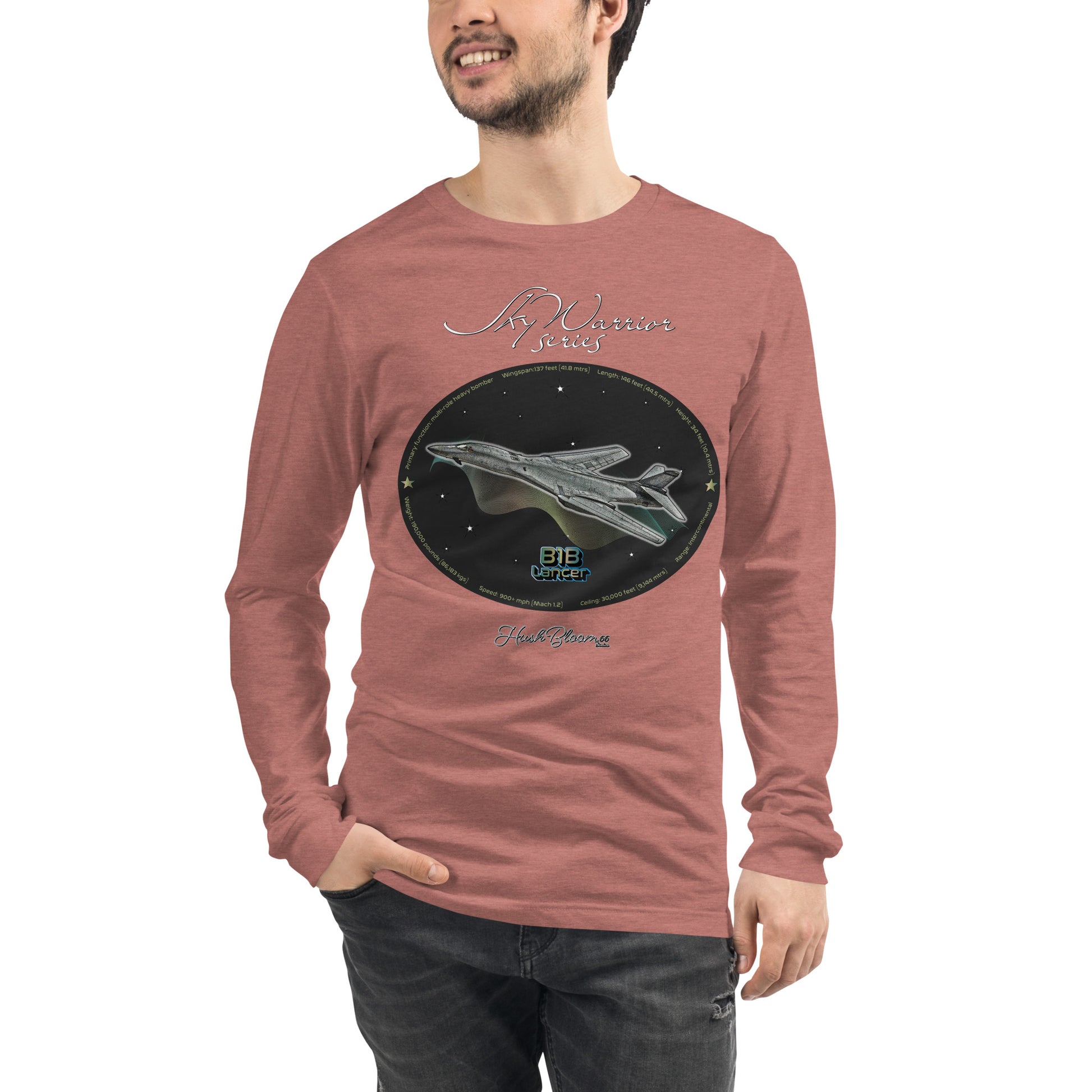 Heather Mauve - B1B Lancer Men’s Long Sleeve Tee