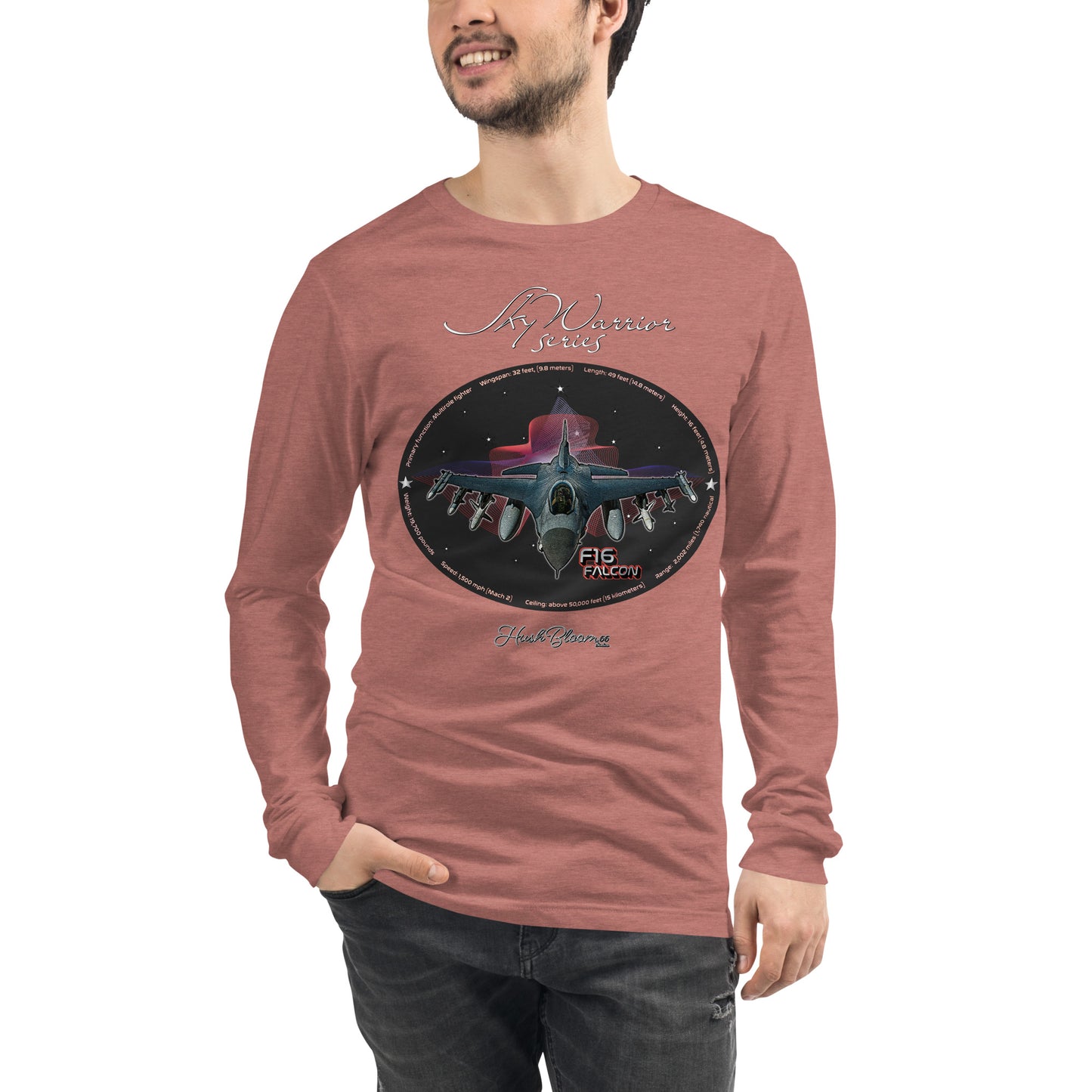 Heather Mauve - F16 Falcon Men’s Long Sleeve Tee