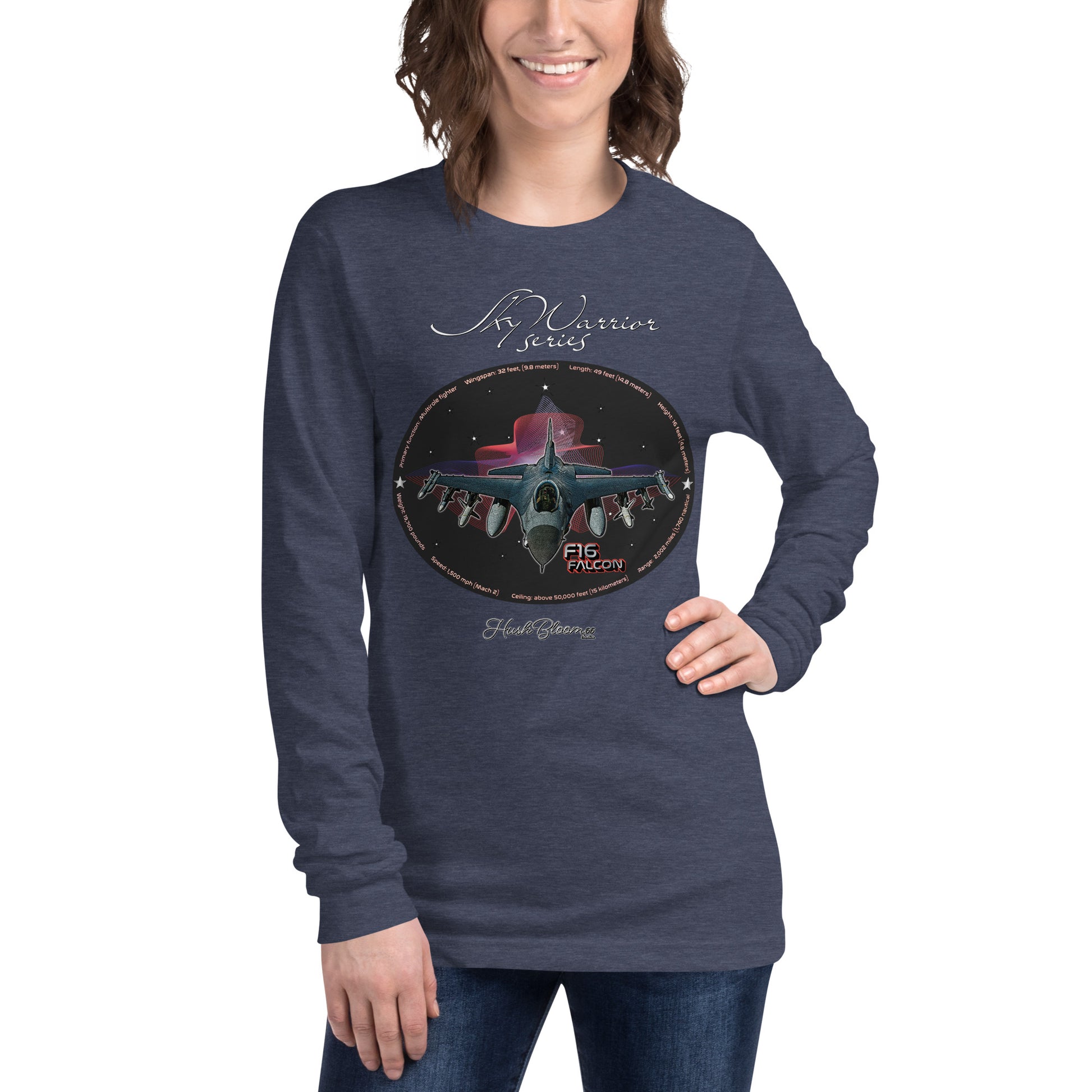 Heather Navy - F16 Falcon Women’s Long Sleeve Tee