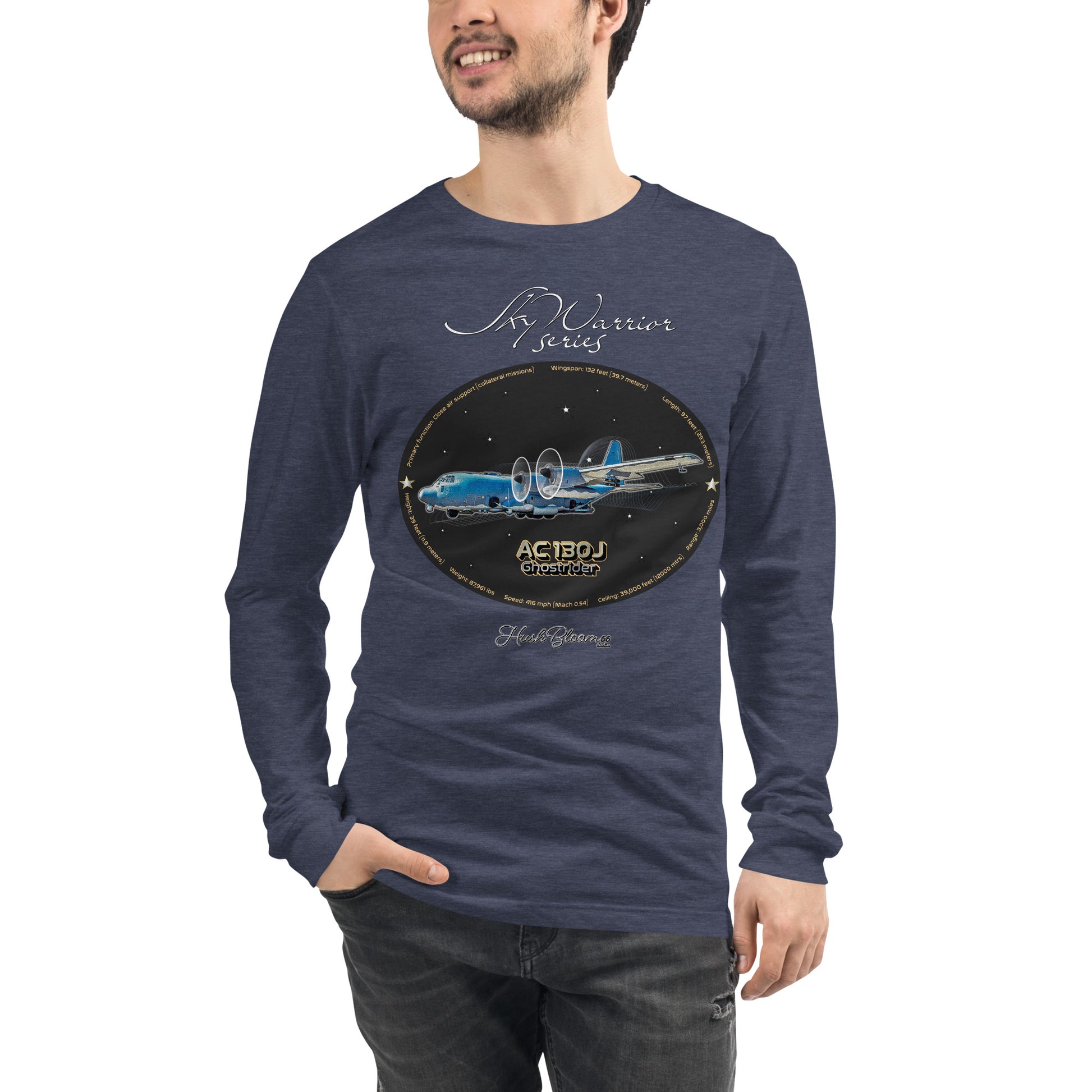 Heather Navy - AC130J Ghostrider Men’s Long Sleeve Tee