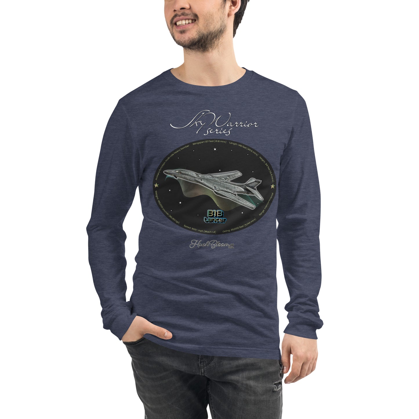 Heather Navy - B1B Lancer Men’s Long Sleeve Tee