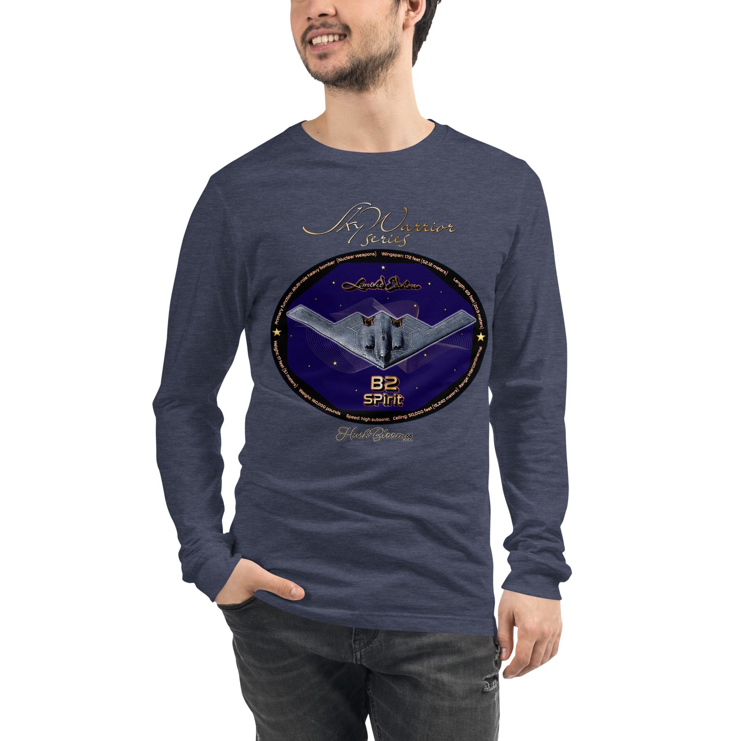 Heather Navy - B2 Spirit (Limited Edition) Men’s Long Sleeve Tee