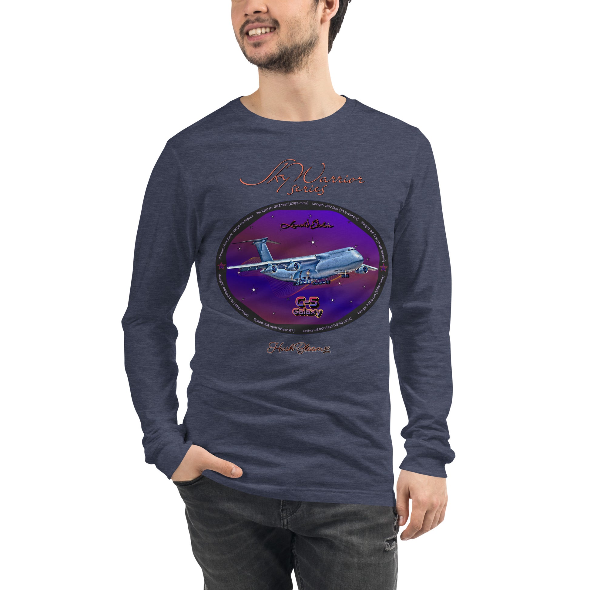 Heather Navy - C5 Galaxy (Limited Edition) Men’s Long Sleeve Tee