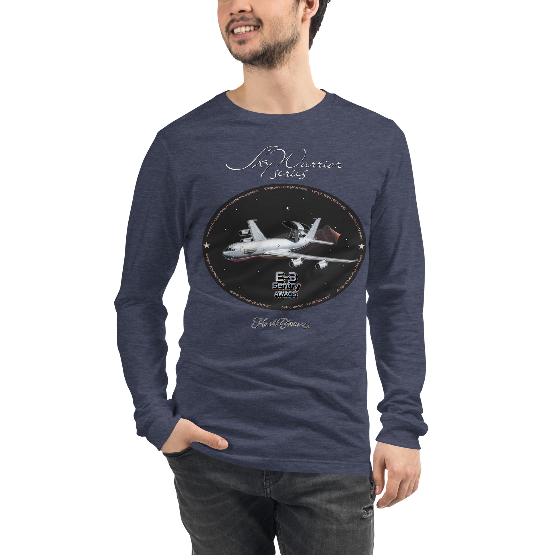 Heather Navy - E3 Sentry Men’s Long Sleeve Tee