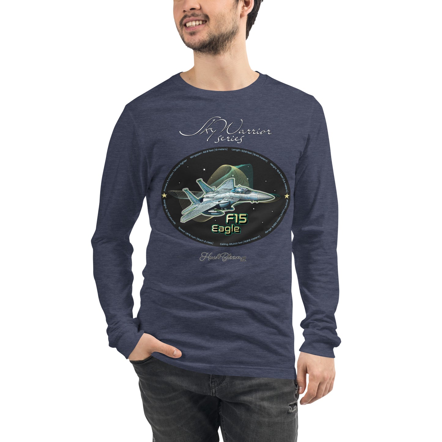 Heather Navy - F15 Eagle Men’s Long Sleeve Tee