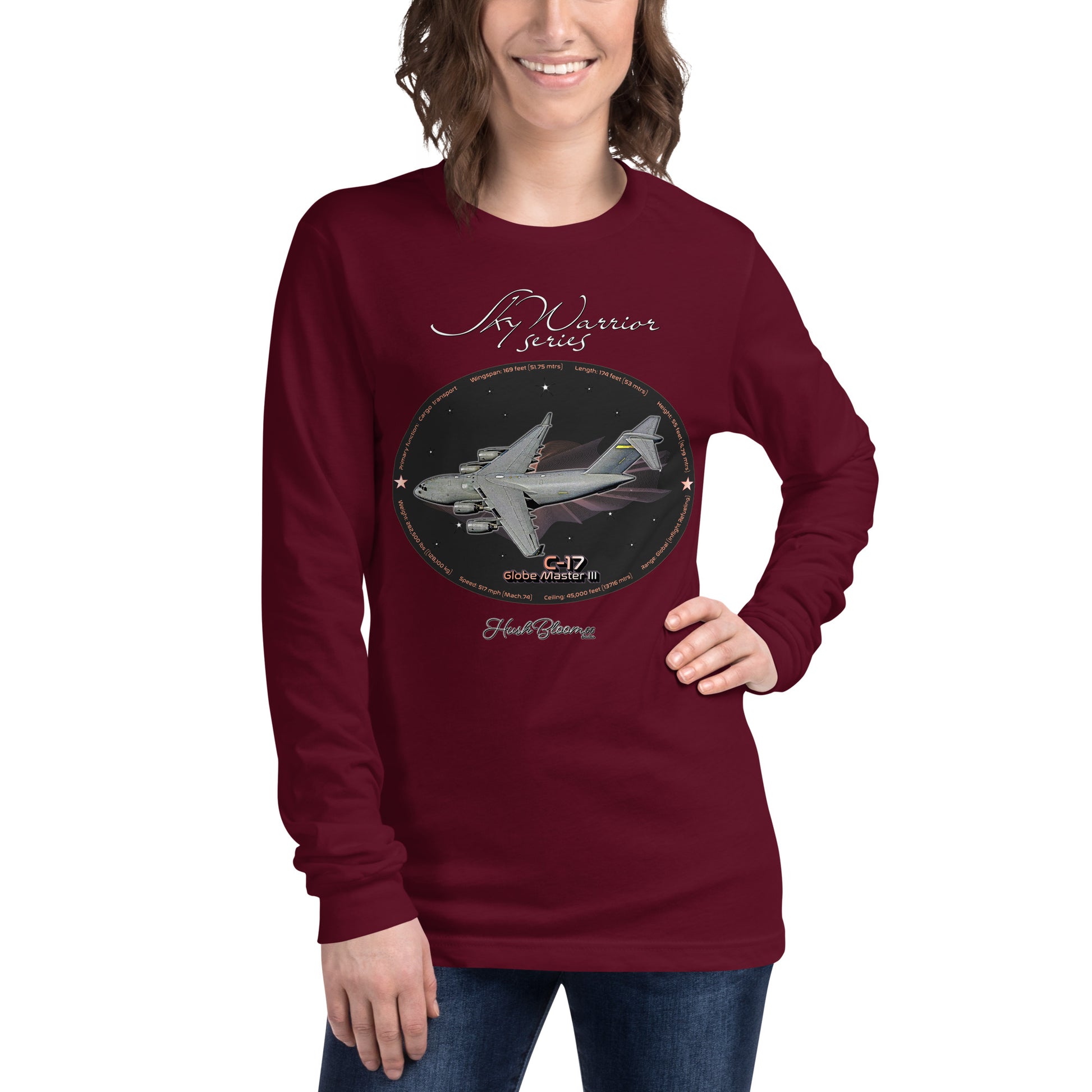 Maroon - C17 Globe Master III Women’s Long Sleeve Tee