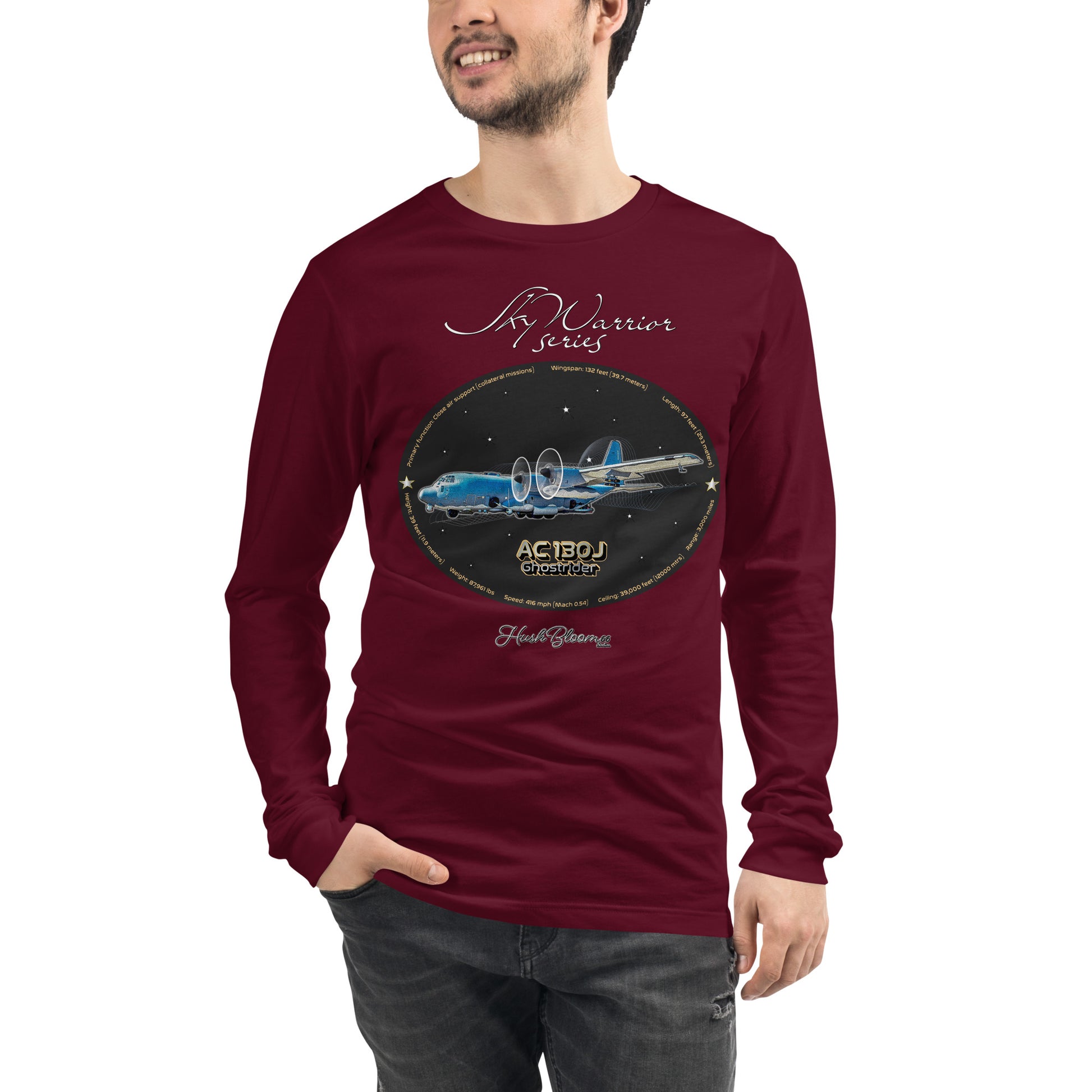 Maroon - AC130J Ghostrider Men’s Long Sleeve Tee