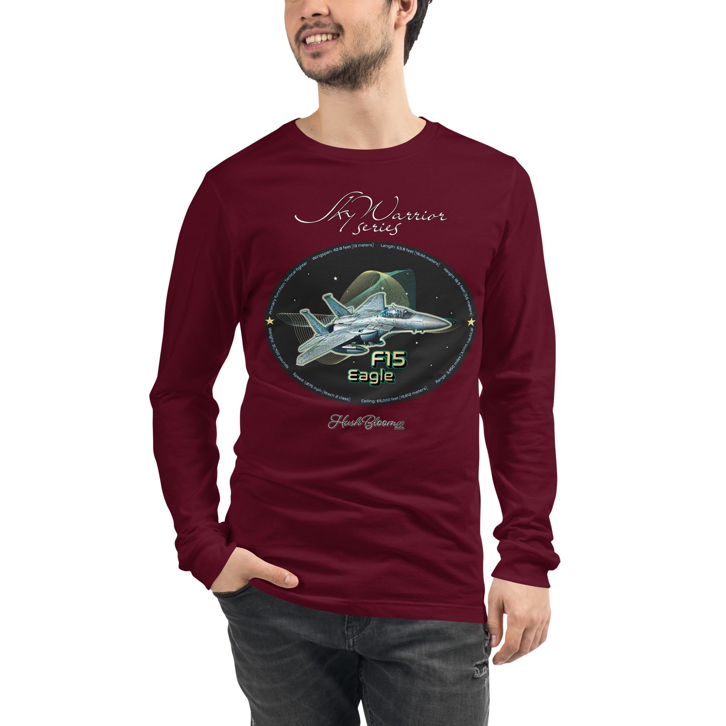 Maroon - F15 Eagle Men’s Long Sleeve Tee