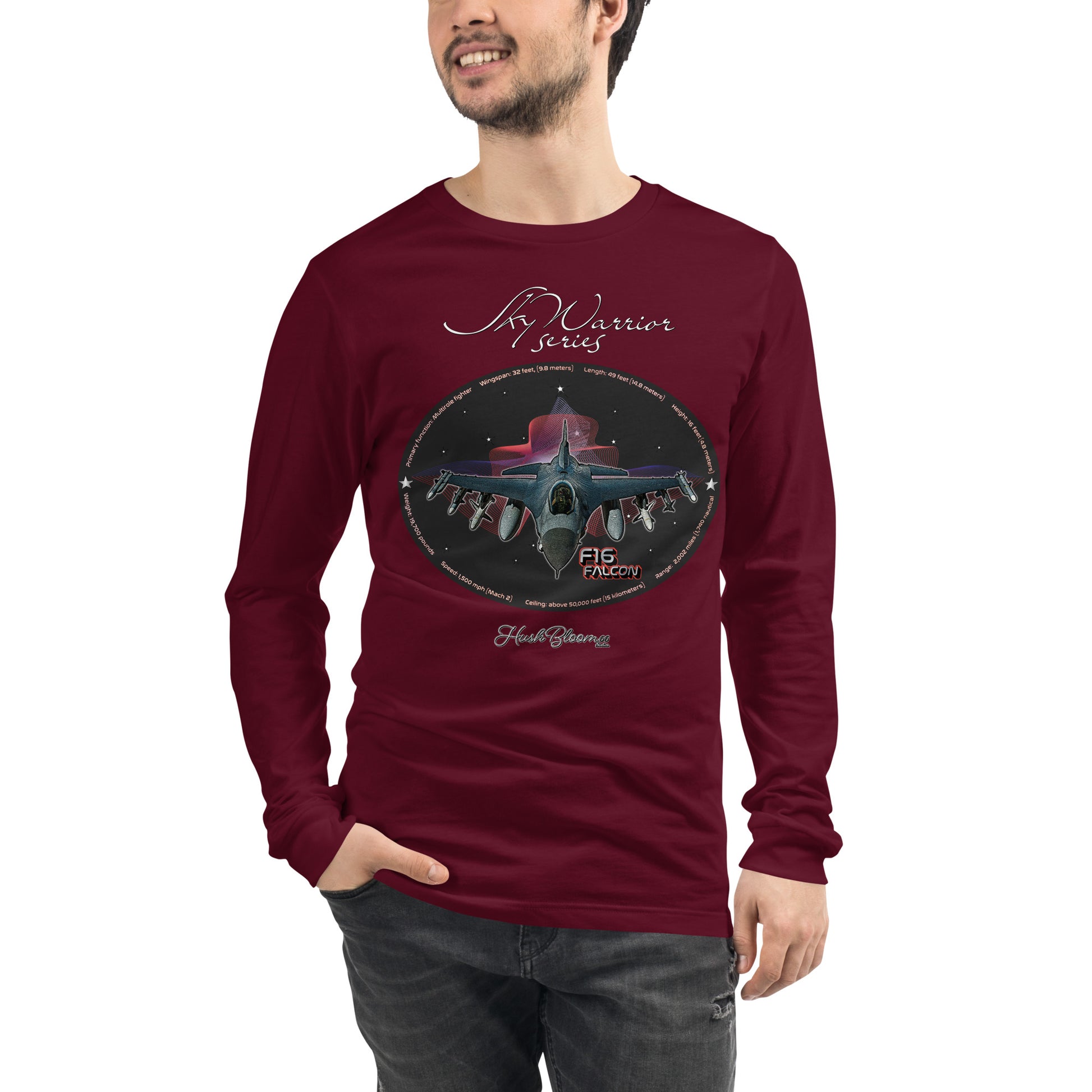 Maroon - F16 Falcon Men’s Long Sleeve Tee