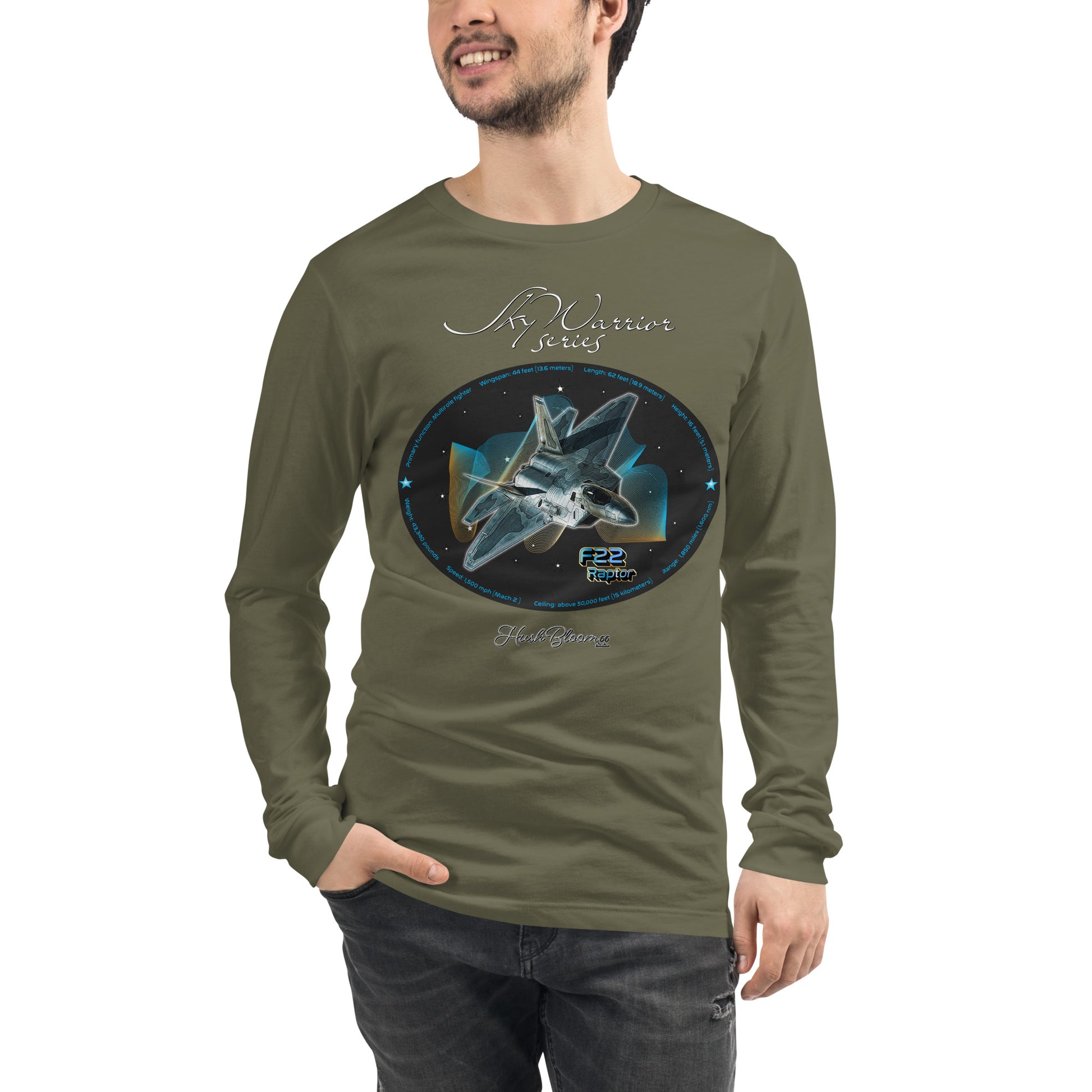 Military Green - F22 Raptor Men’s Long Sleeve Tee