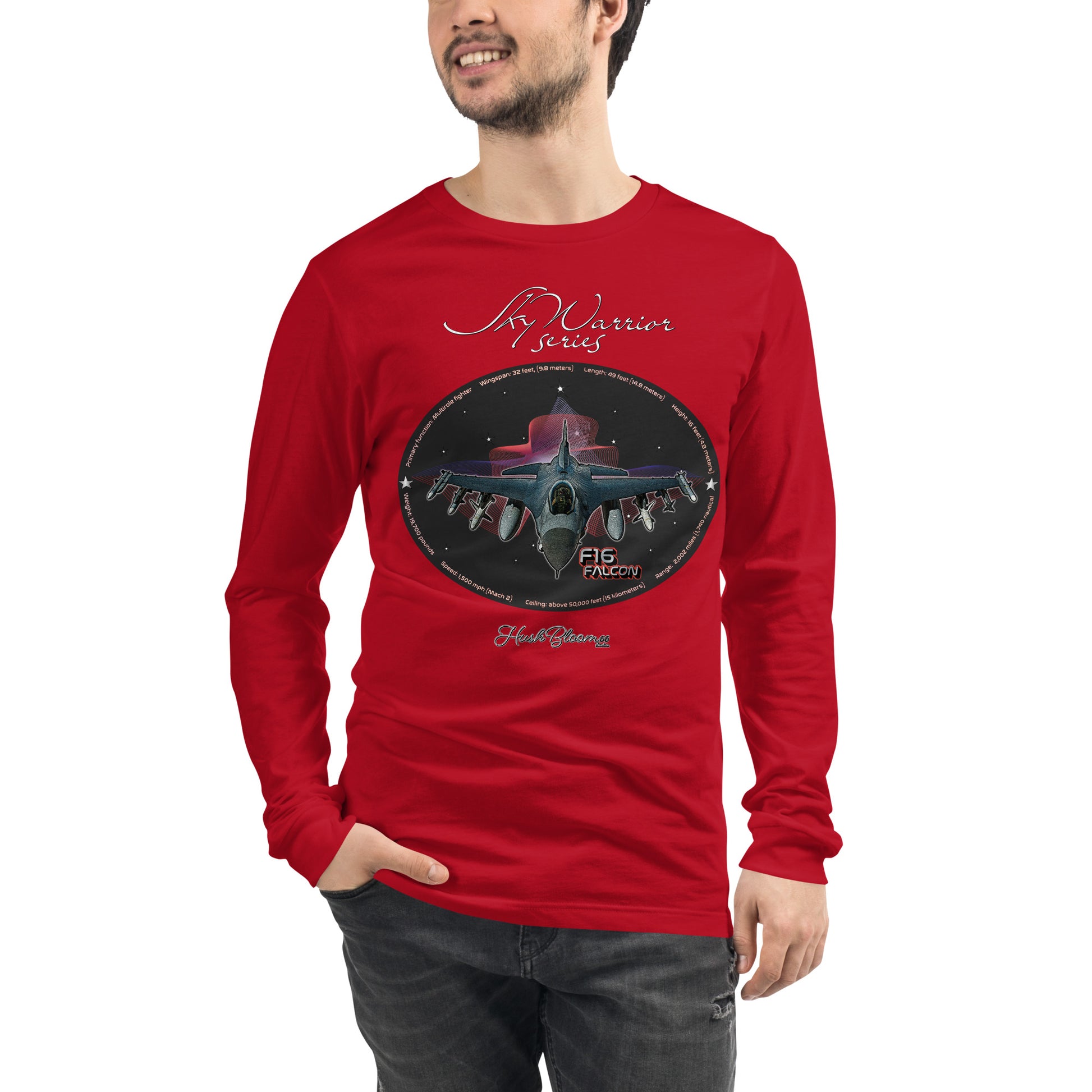 Red - F16 Falcon Men’s Long Sleeve Tee