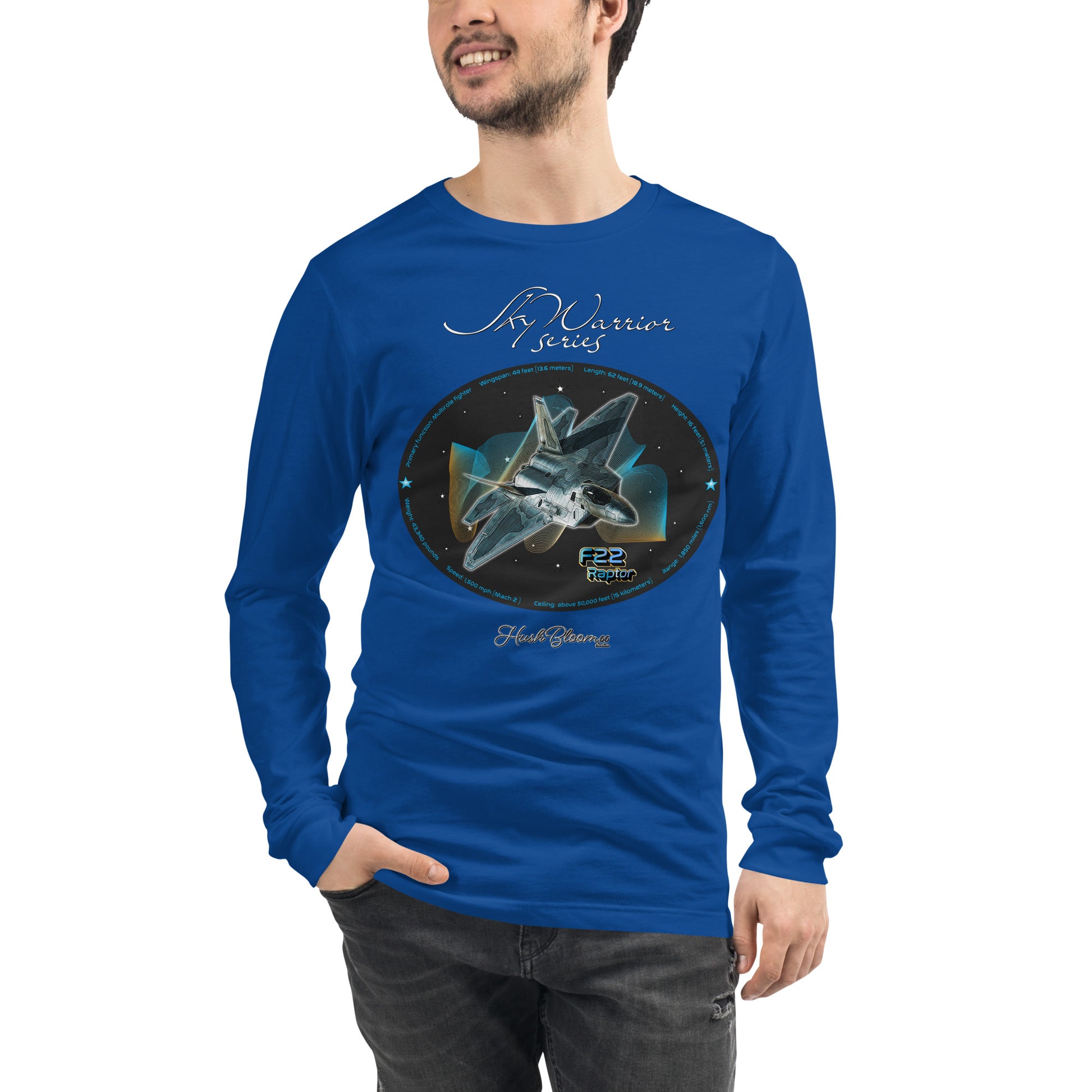 True Royal - F22 Raptor Men’s Long Sleeve Tee