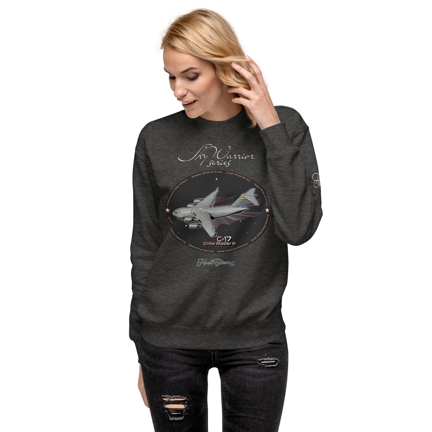 Charcoal Heather - C17 Globe Master III Women’s Premium Sweatshirt