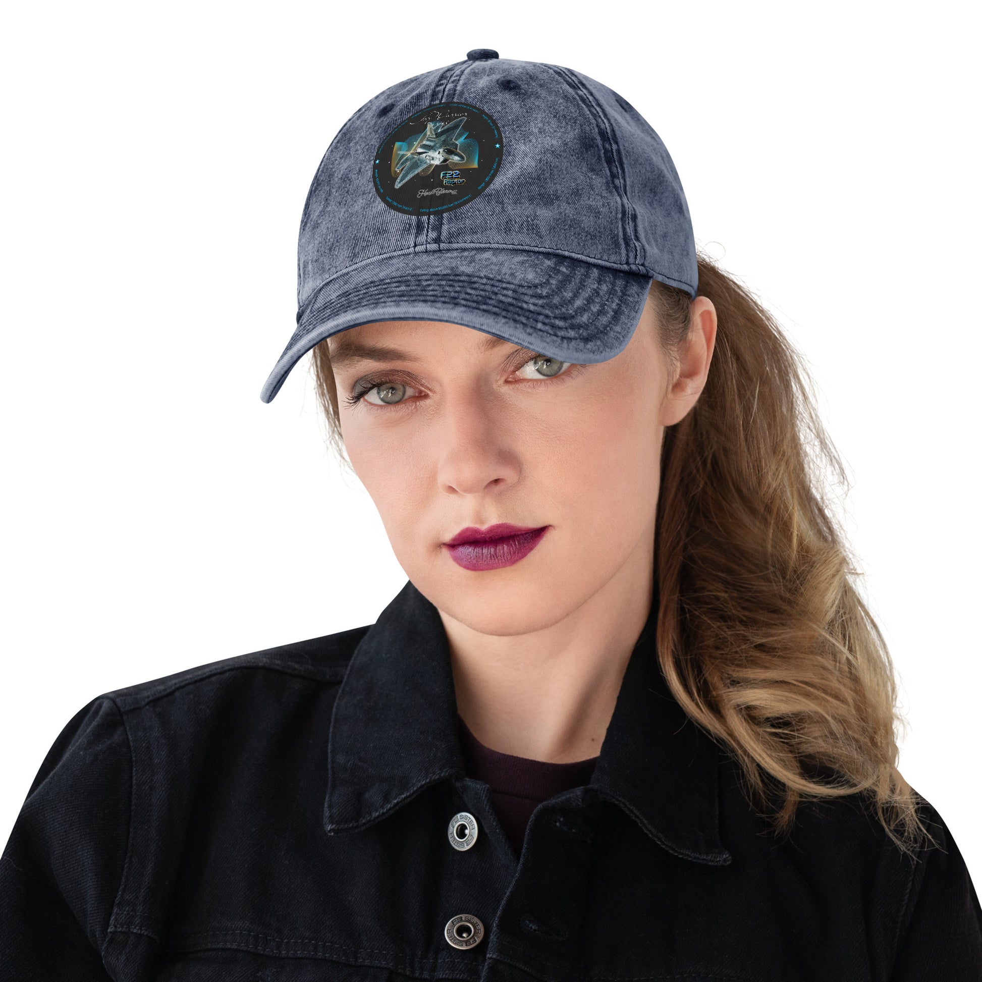 Navy - F22 Raptor Vintage Cotton Twill Cap
