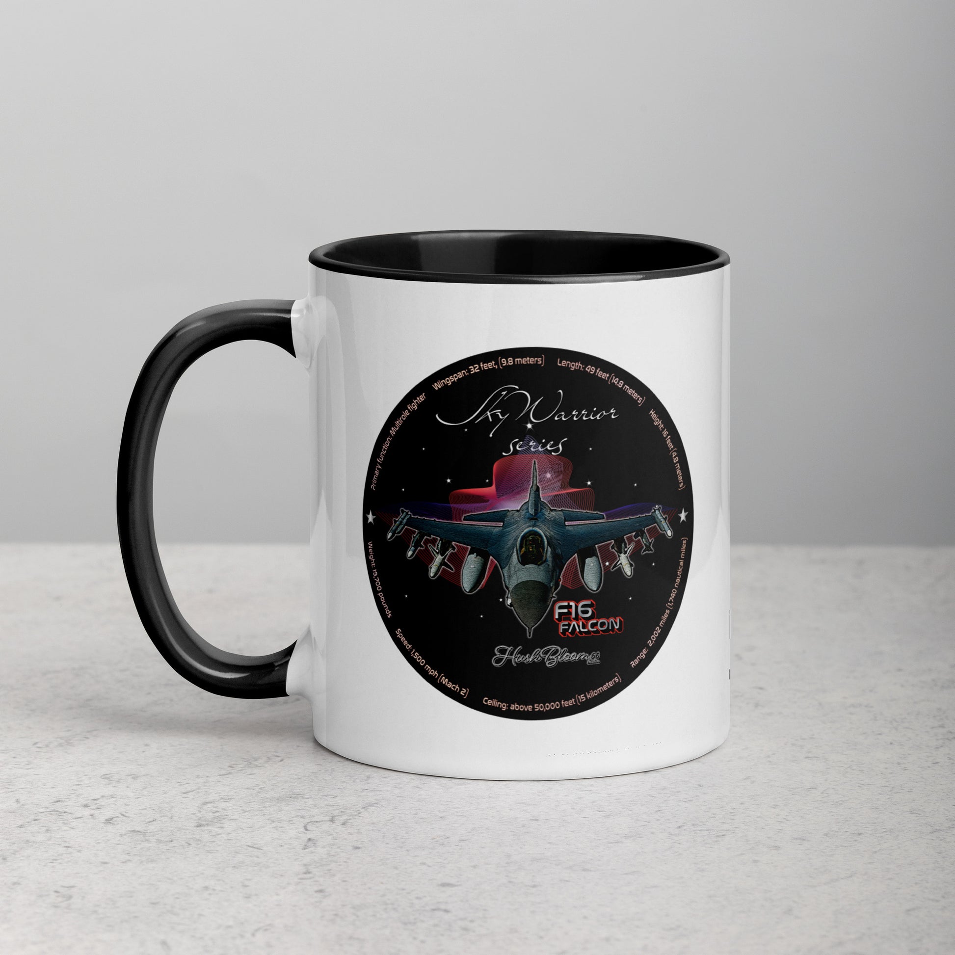 Black - F16 Falcon Mug with Color Inside