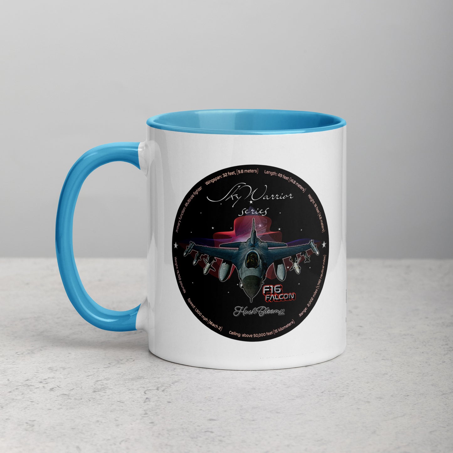 Blue - F16 Falcon Mug with Color Inside