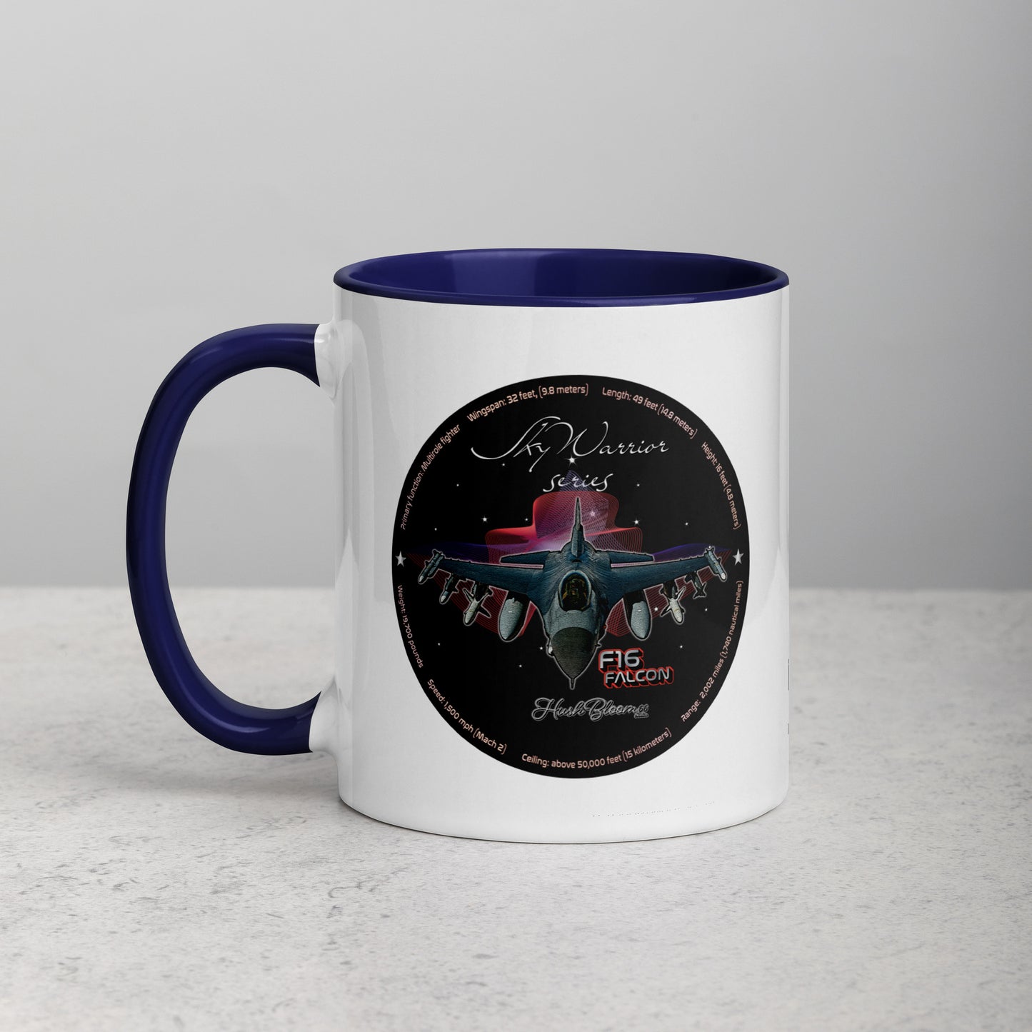 Dark Blue - F16 Falcon Mug with Color Inside