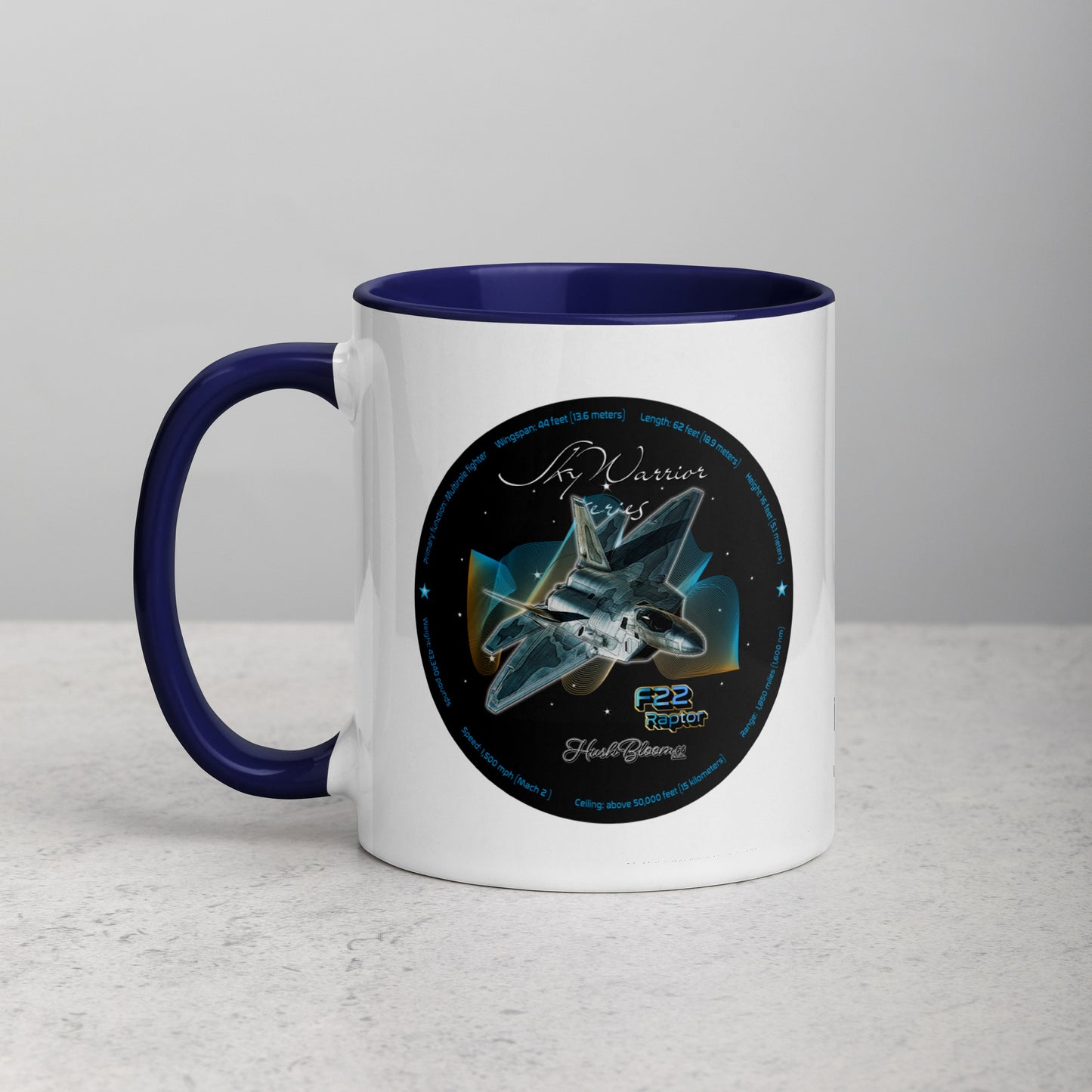 Dark Blue - F22 Raptor Mug with Color Inside