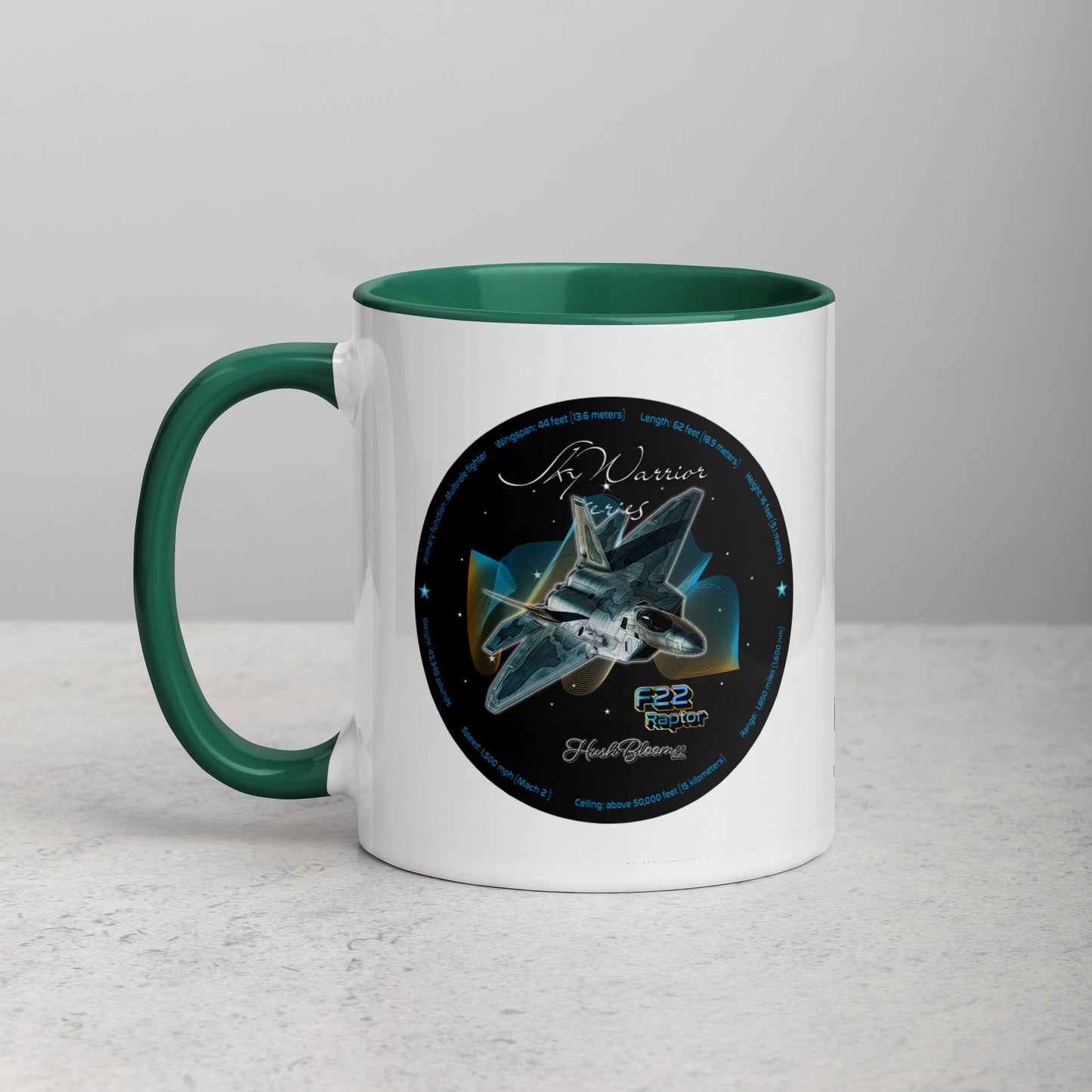 Dark Green - F22 Raptor Mug with Color Inside