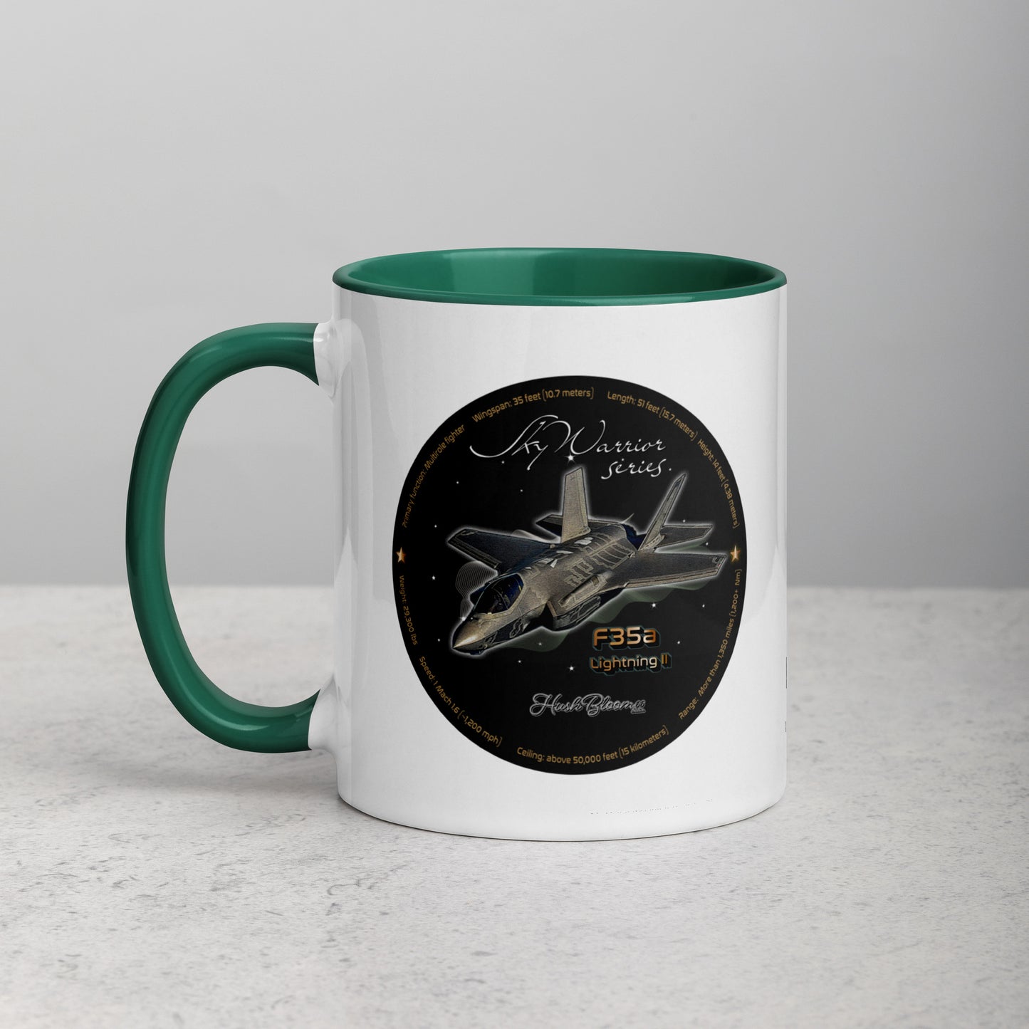 Dark Green - F35A Lightning Mug with Color Inside