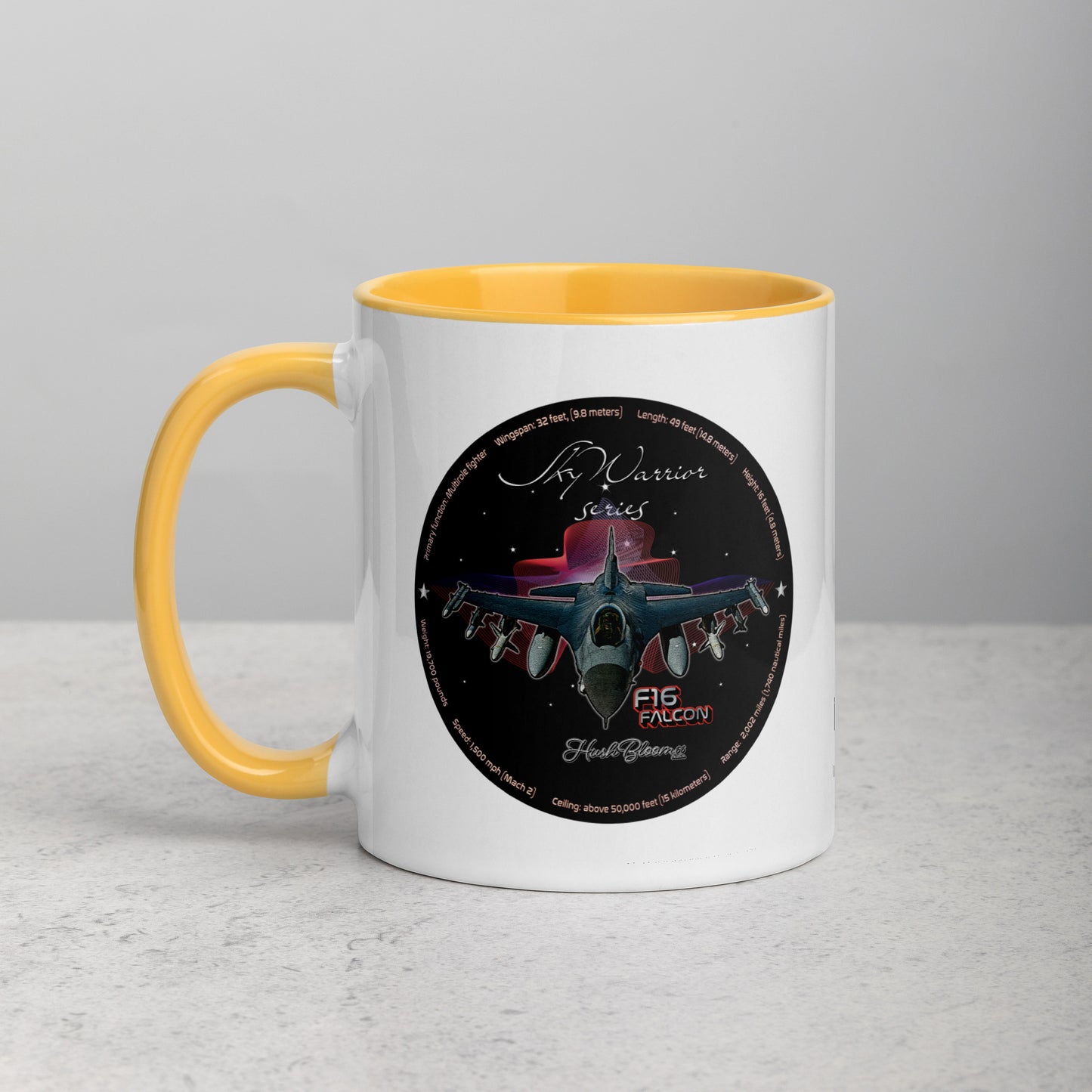 Golden Yellow - F16 Falcon Mug with Color Inside