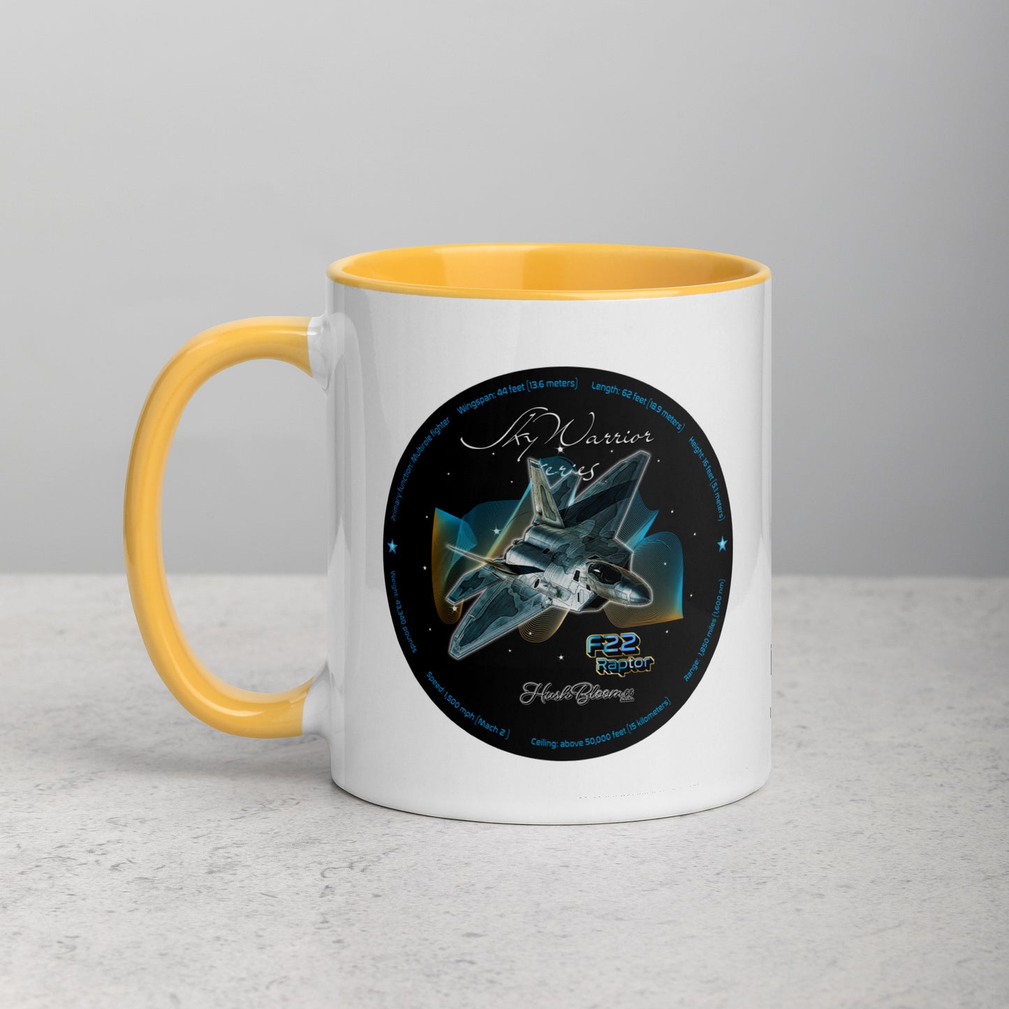 Golden Yellow - F22 Raptor Mug with Color Inside