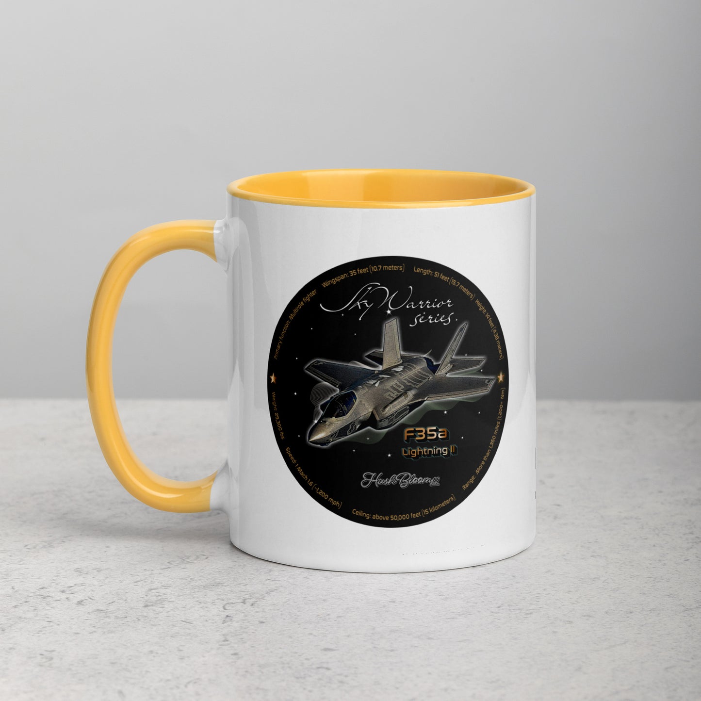Golden Yellow - F35A Lightning Mug with Color Inside