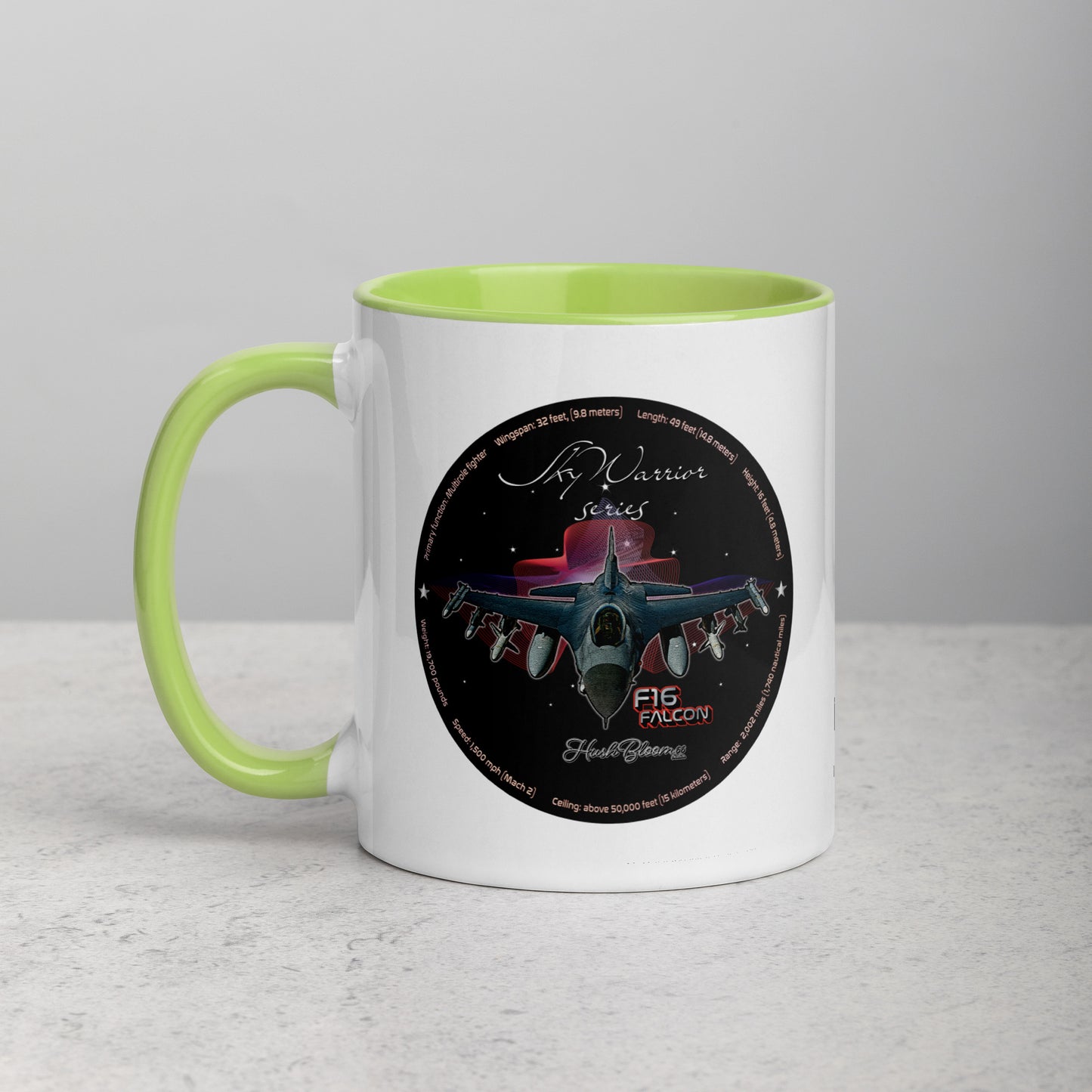 Green - F16 Falcon Mug with Color Inside